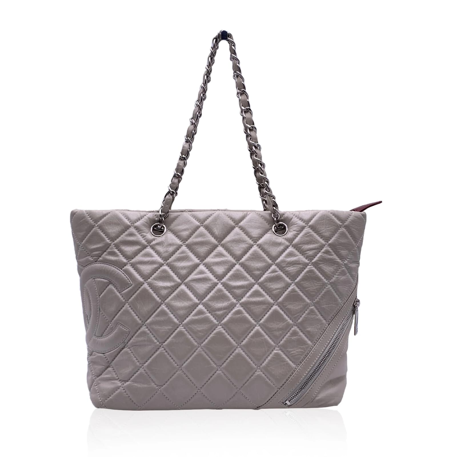 CHANEL Aged Calfskin Quilted Large Cotton Club Tote Pearl