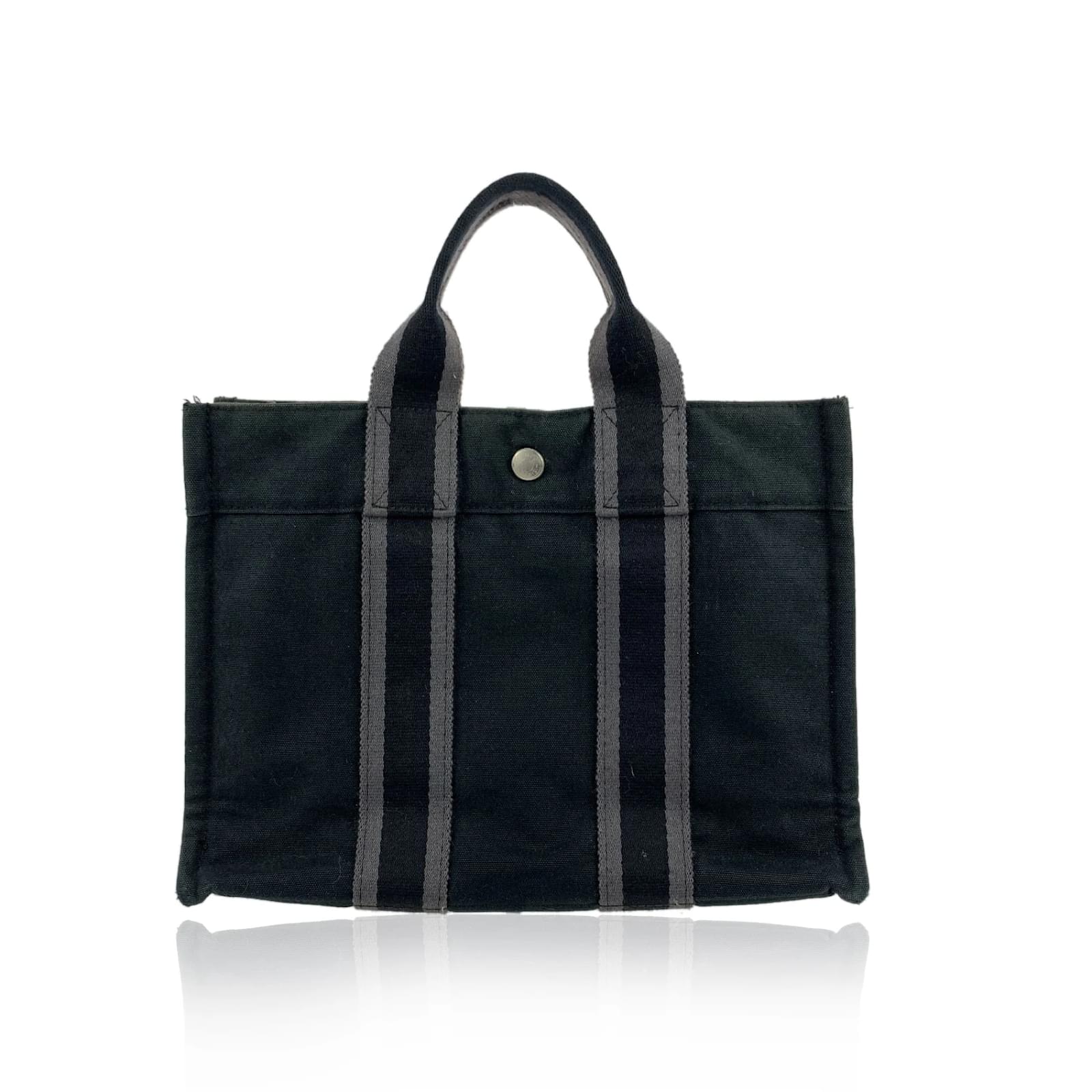 Hermès Hermes Paris Vintage Black Cotton Fourre Tout PM Tote Bag