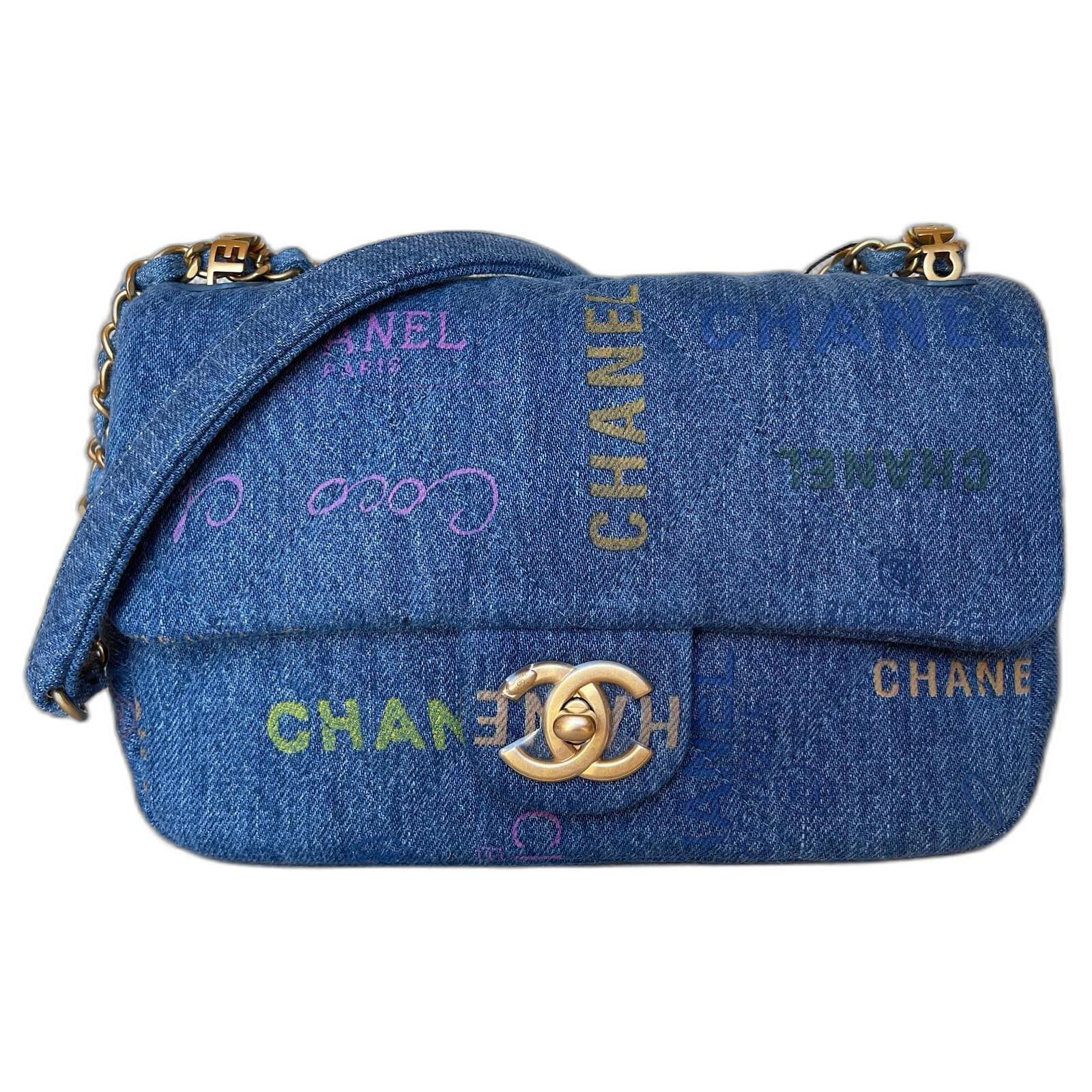 Handbags Chanel Small Blue Denim Flap Bag