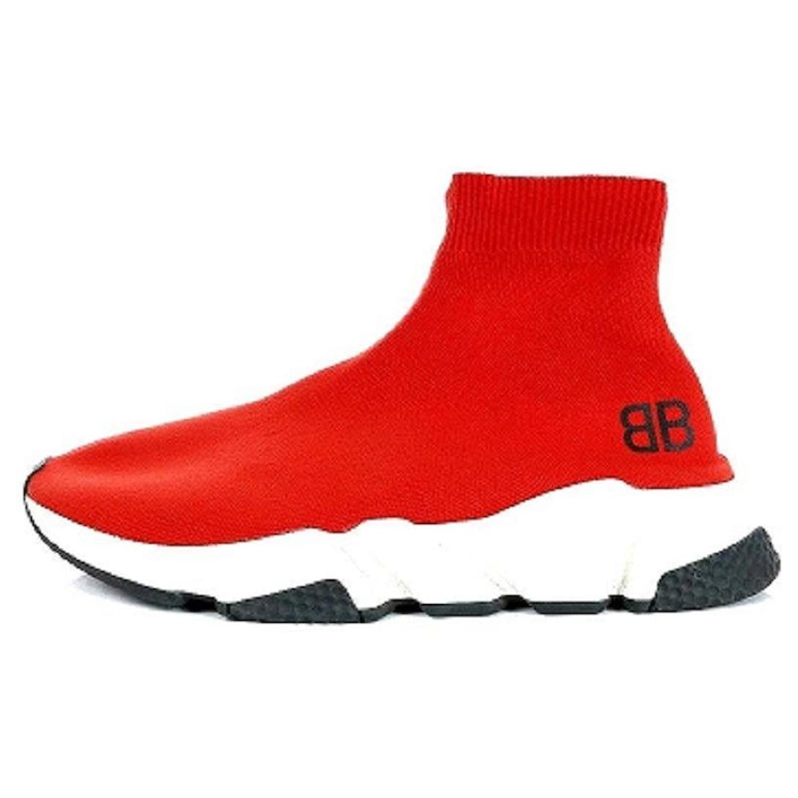 Usado] Balenciaga BALENCIAGA speed trainer zapatillas zapatos 26.5cm blanco blanco rojo rojo AN38 □ AD hombres Roja Lienzo - Joli Closet