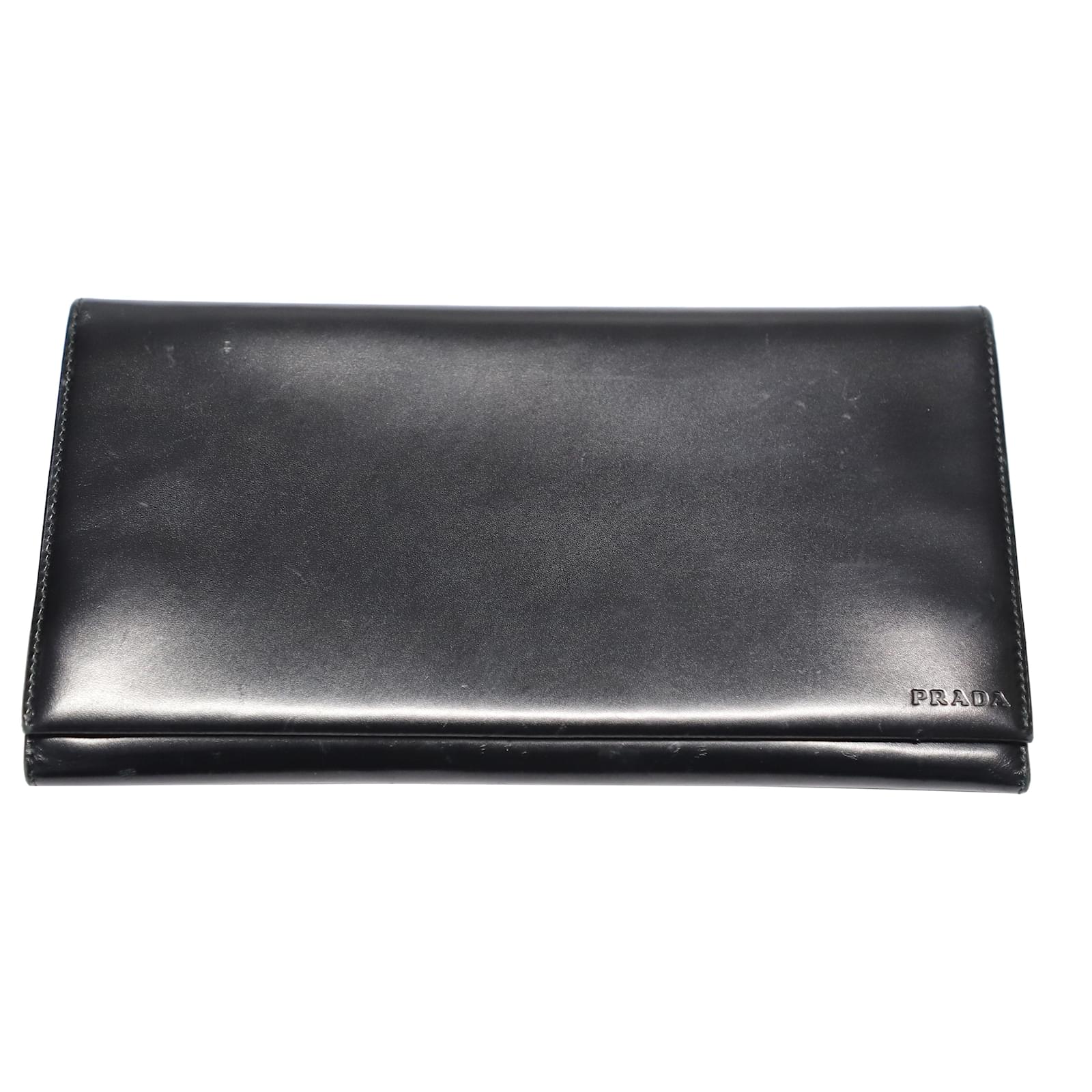 Prada Passport Holder Tri-fold Wallet in Black Leather ref.458625 ...