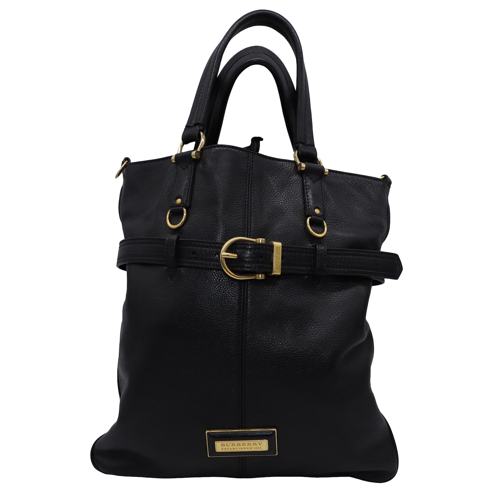 Burberry Raymond Pebbled Tote Bag with in Black Leather ref.458638