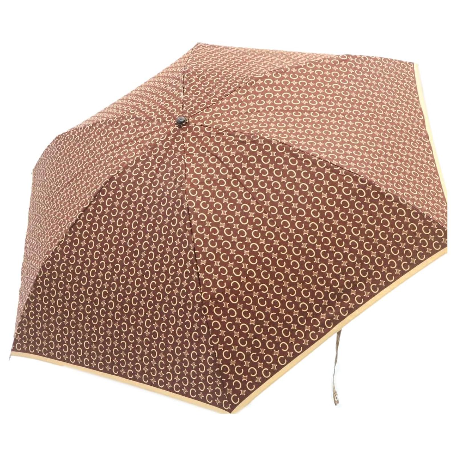 Céline CELINE C Macadam folding Umbrella Brown Auth ar5425