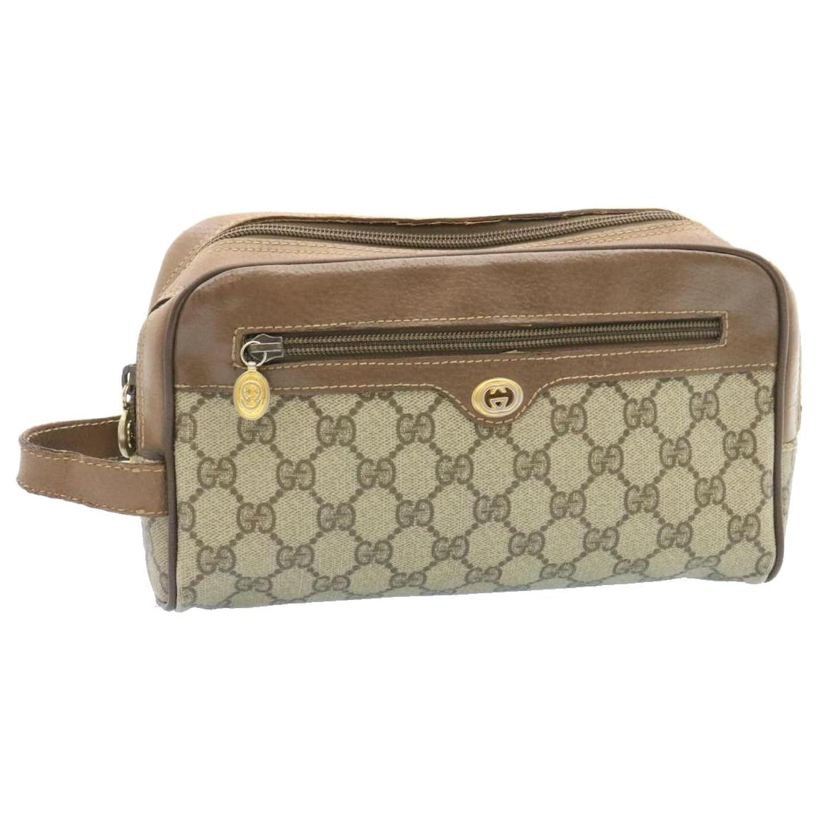 GUCCI GG Canvas Clutch Bag PVC Leather 