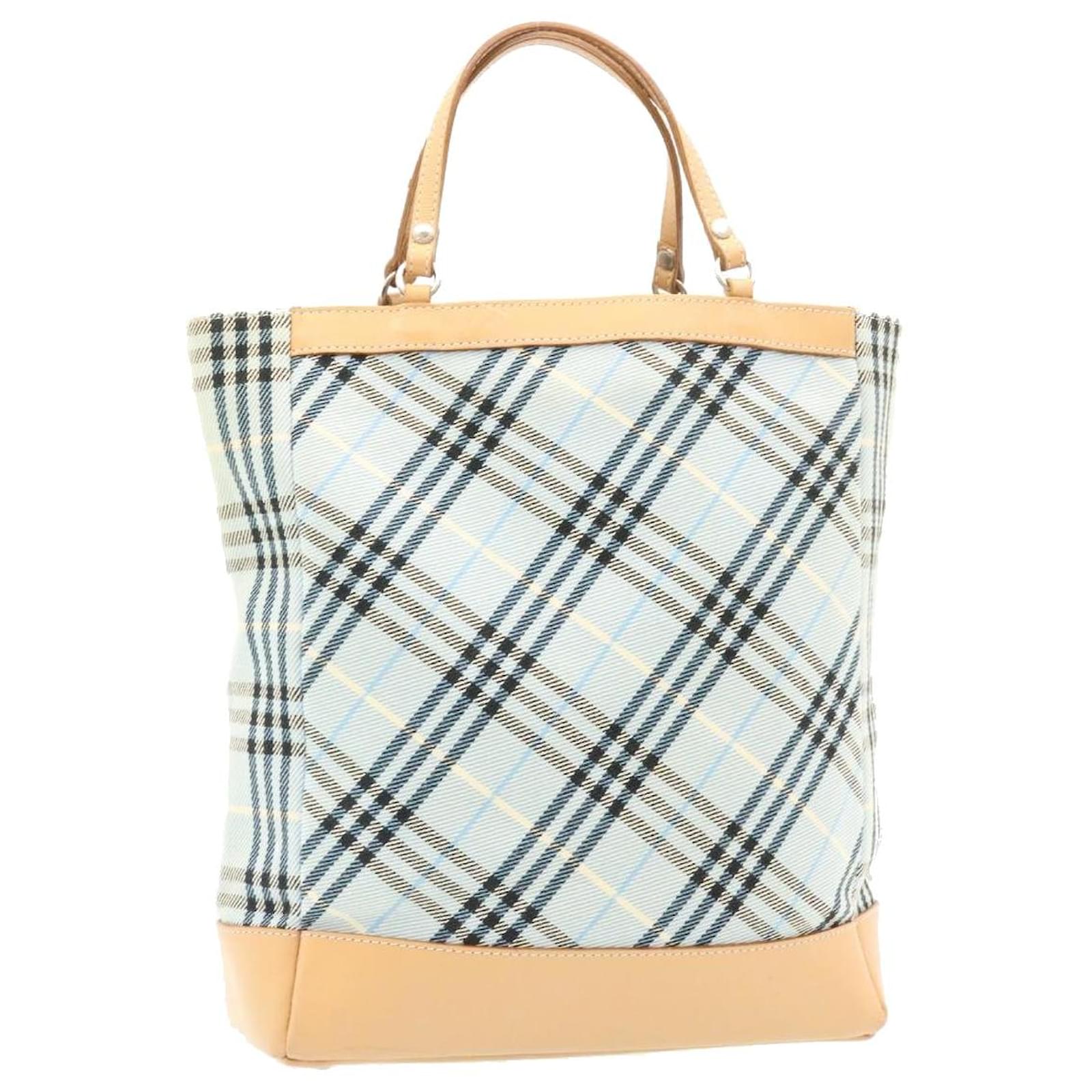 BURBERRY Nova Check Blue Label Hand Bag Canvas Blue Auth th2089 Cloth   - Joli Closet