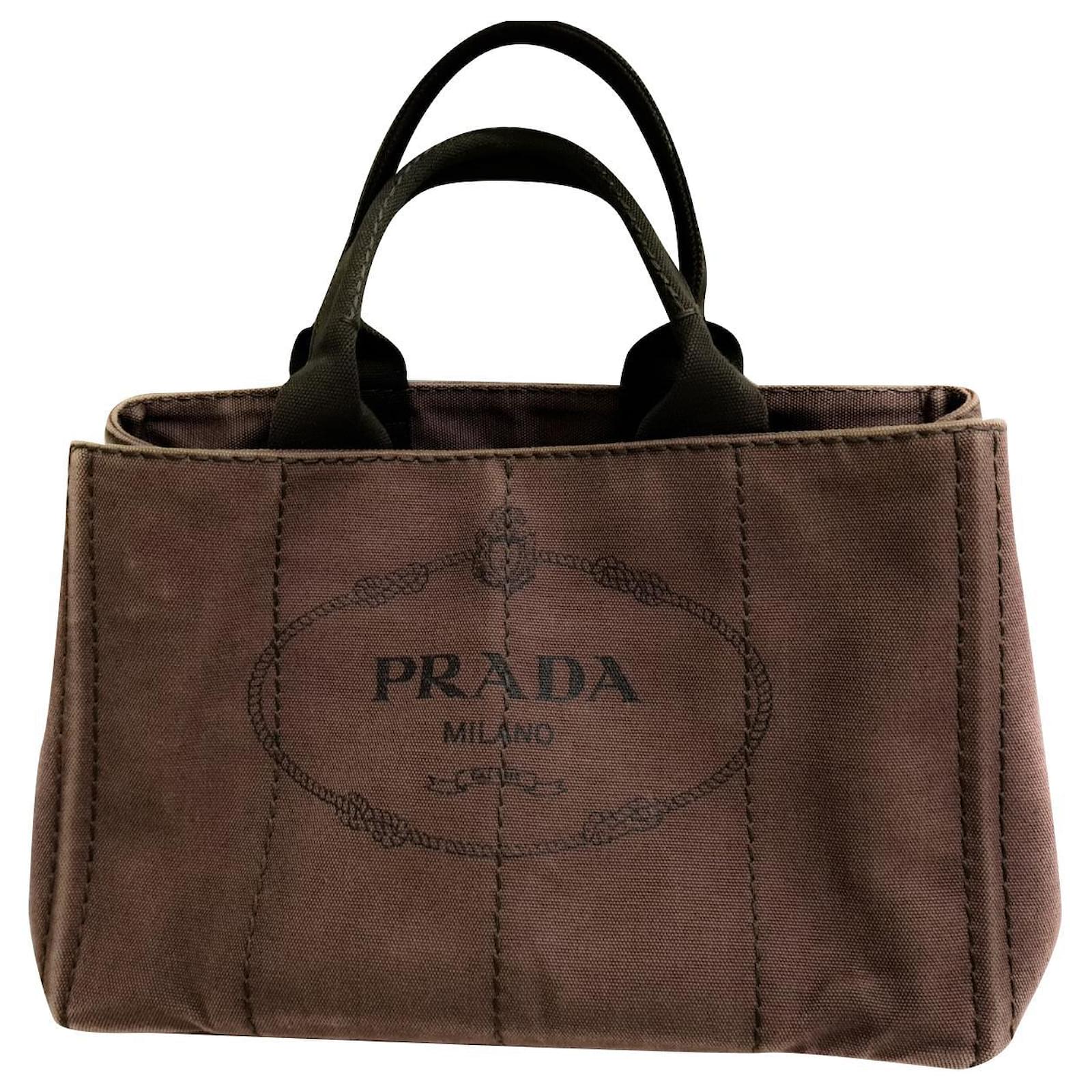 Prada Linen Shopper Brown ref.462059 Joli Closet