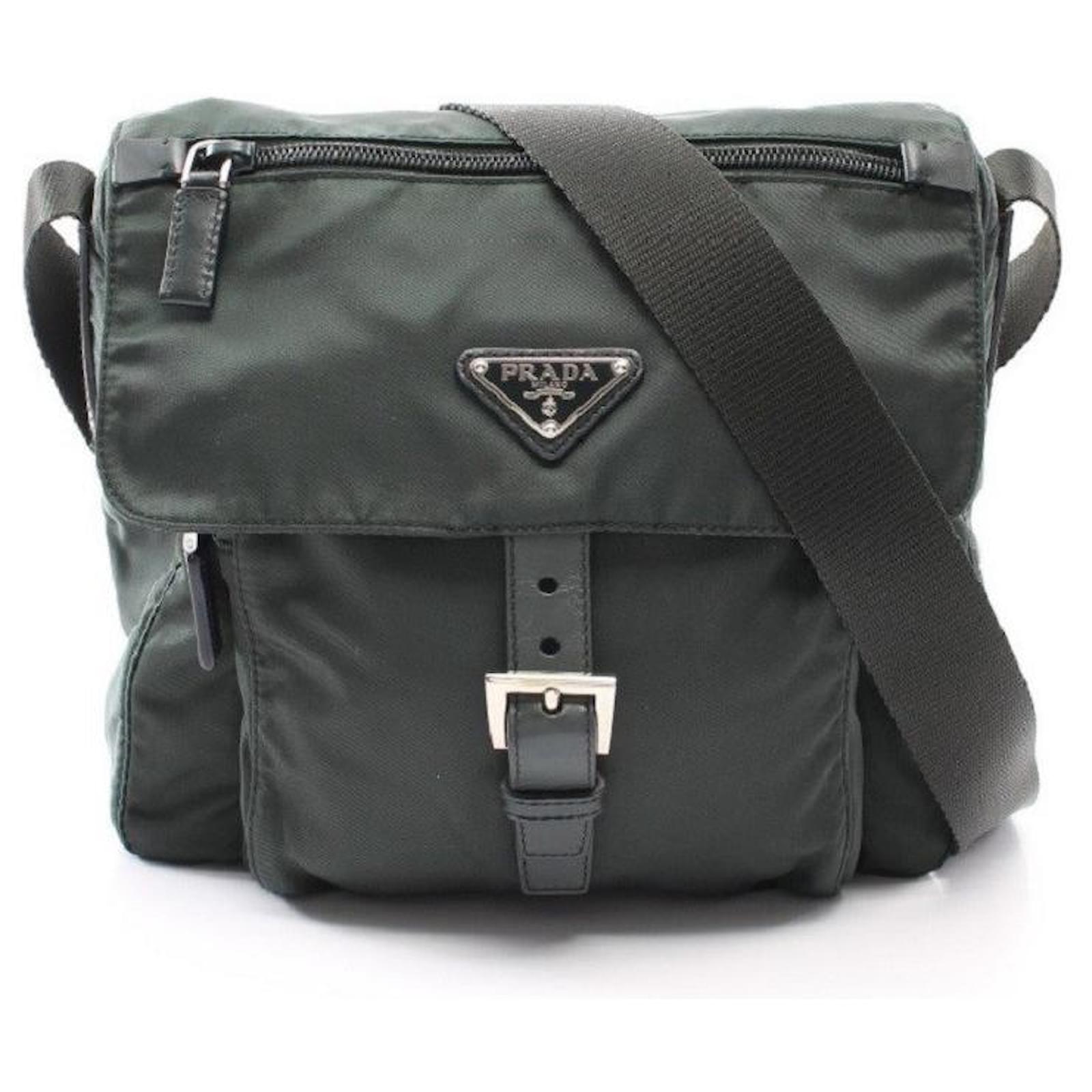 Used] Prada PRADA VELA shoulder bag nylon leather dark green BT8994   - Joli Closet