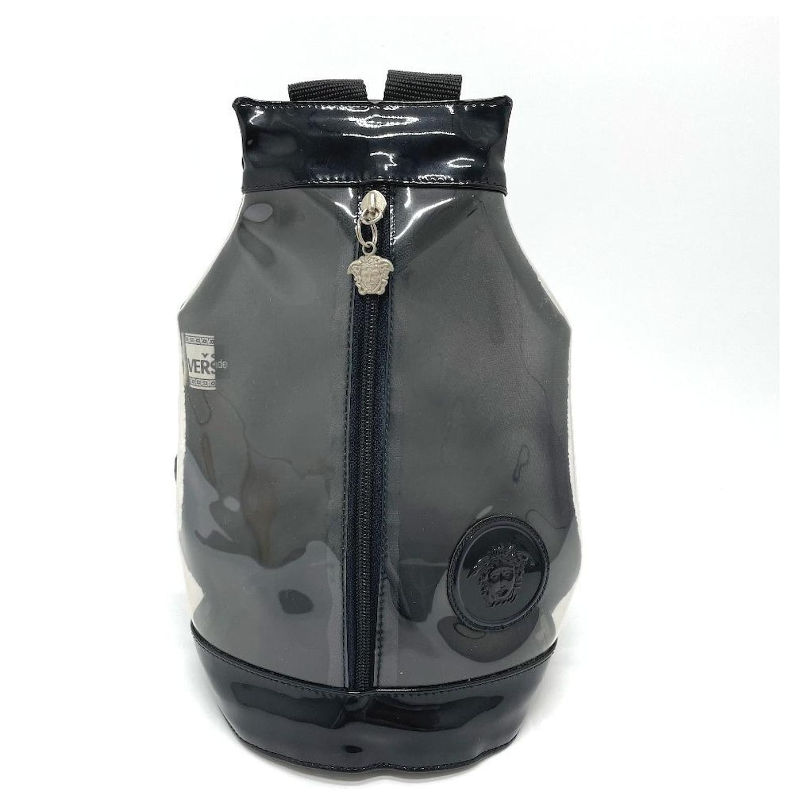 Used] Versace Bag Beach Medusa Backpack Backpack Daypack Enamel / Vinyl Unisex Black x Clea Cloth ref.462330 - Joli Closet