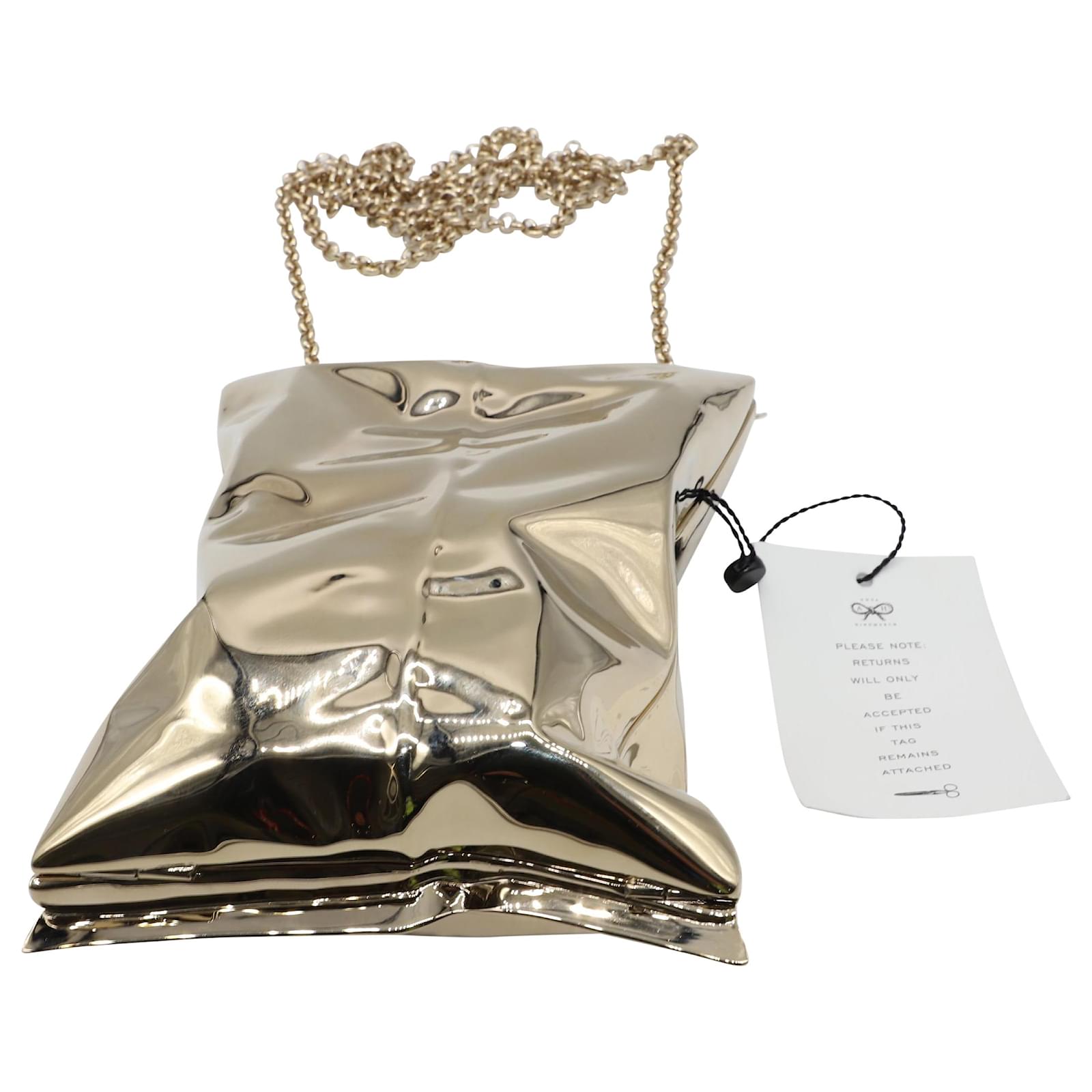 Anya Hindmarch Crisp Packet Clutch Bag In Gold Metal Golden White Gold