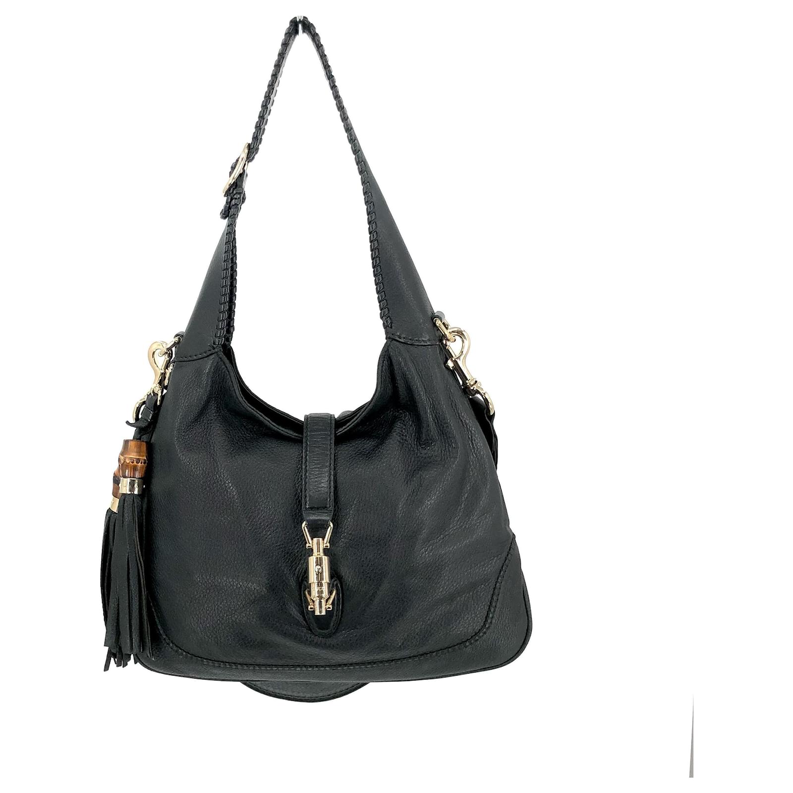 Gucci Jackie vintage bag in black grained leather ref.462526 - Joli Closet