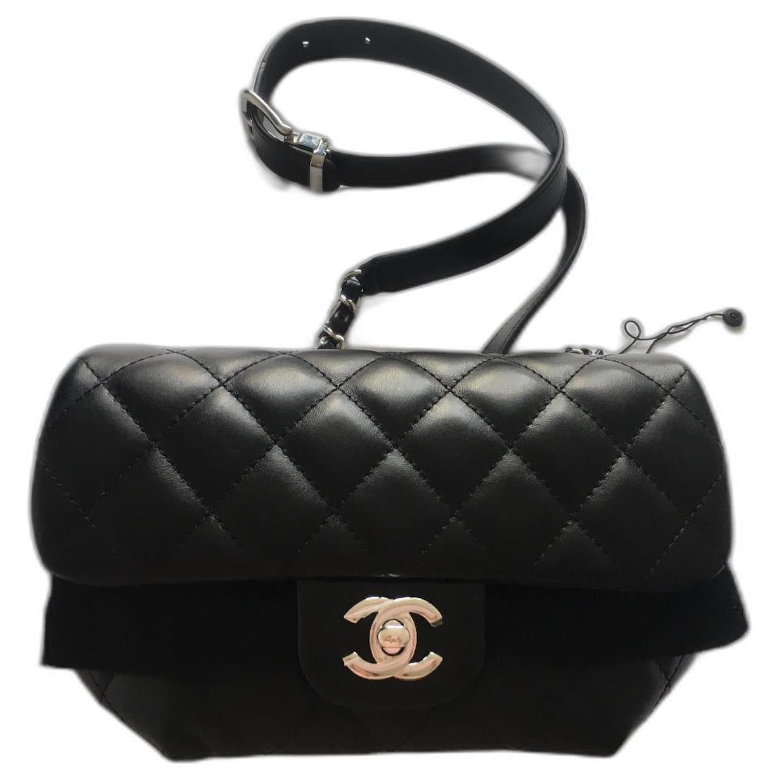 Chanel Denim Mood Flap Belt Bag Logo Printed Quilted Fringe Denim