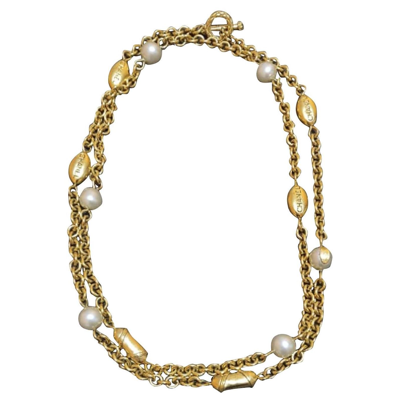 Chanel Vintage Pearl Charm Choker Necklace