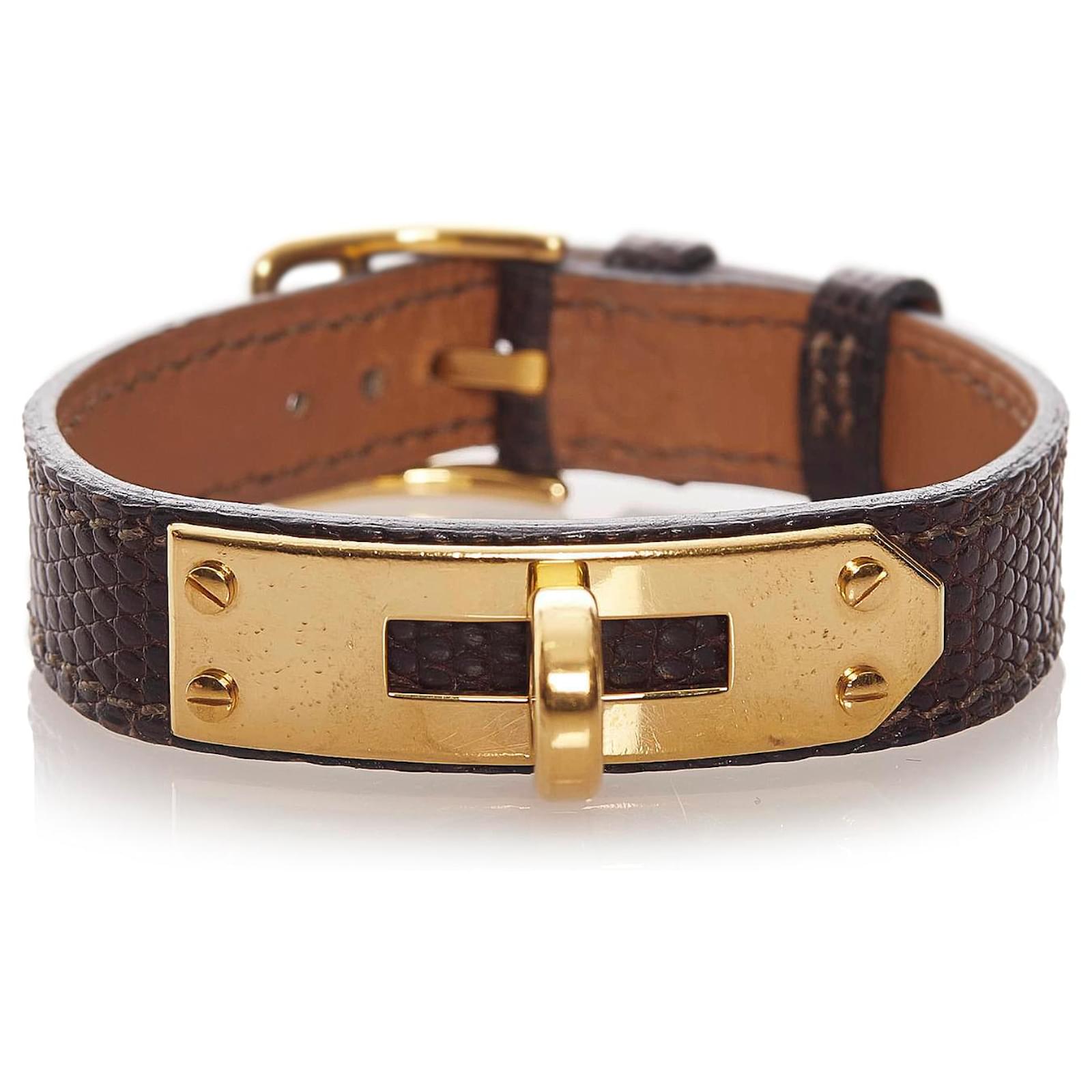 Hermès Cinturino per orologio Hermes Kelly nero D'oro Pelle