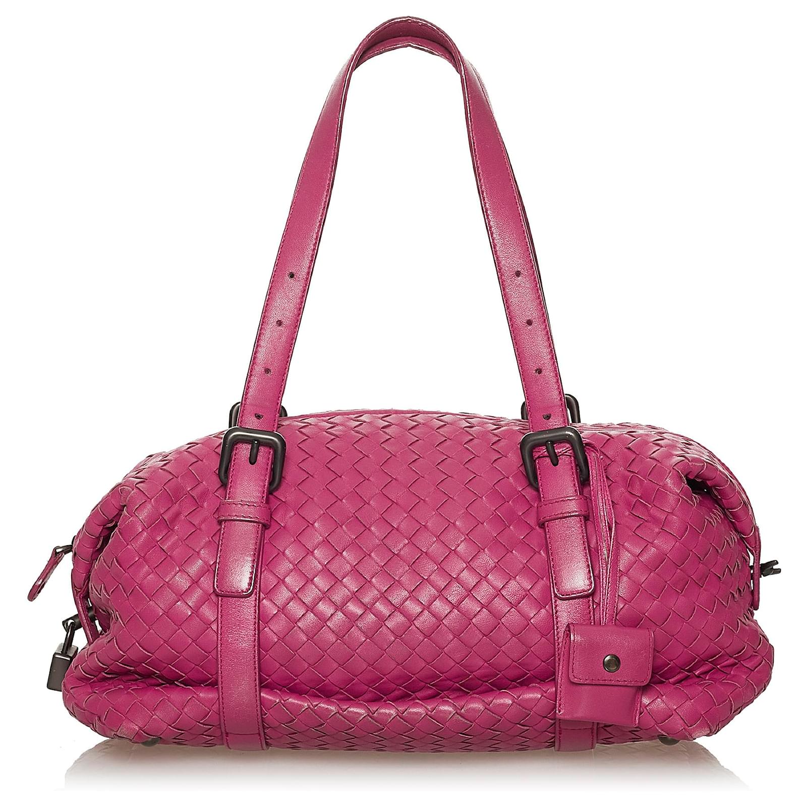 Bottega Veneta Pink Intrecciato Leather Shoulder Bag Pony-style