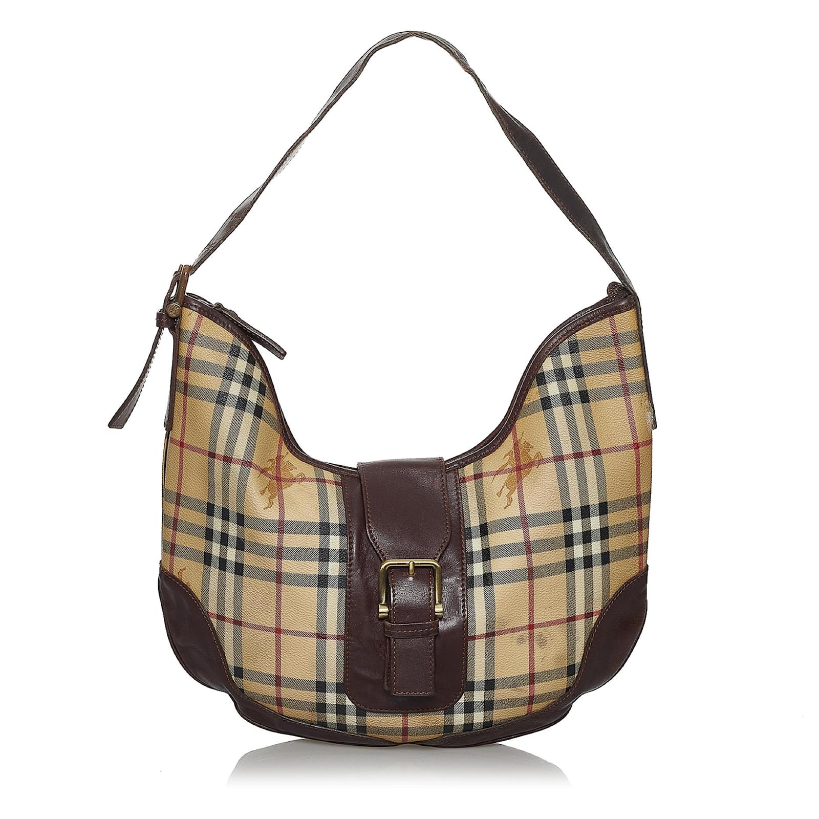 Burberry - Beige Haymarket Check Canvas Hobo