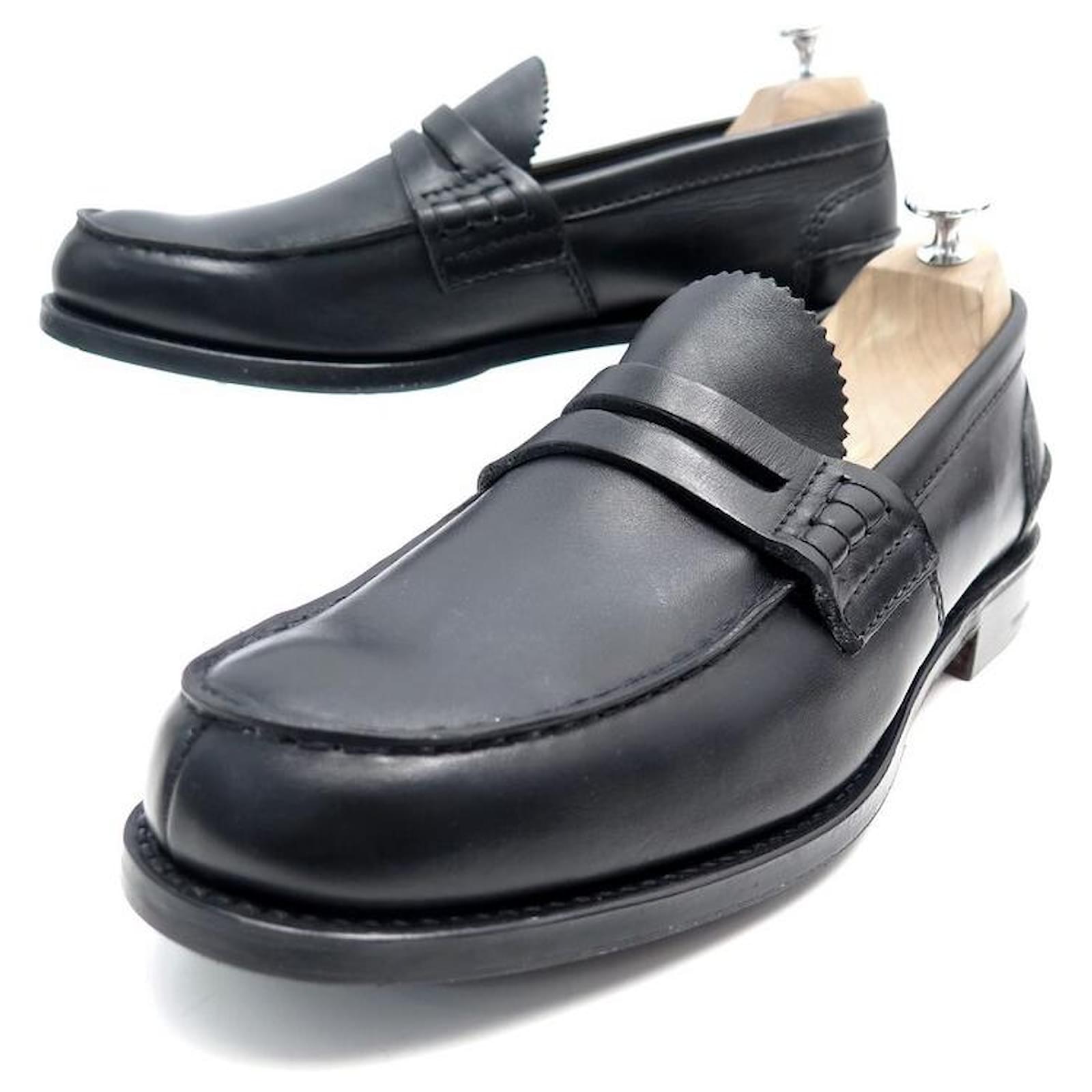 NEW CHURCH'S PEMBREY MOCCASIN SHOES 8.5g 42.5 43 BLACK LEATHER + BOX ...