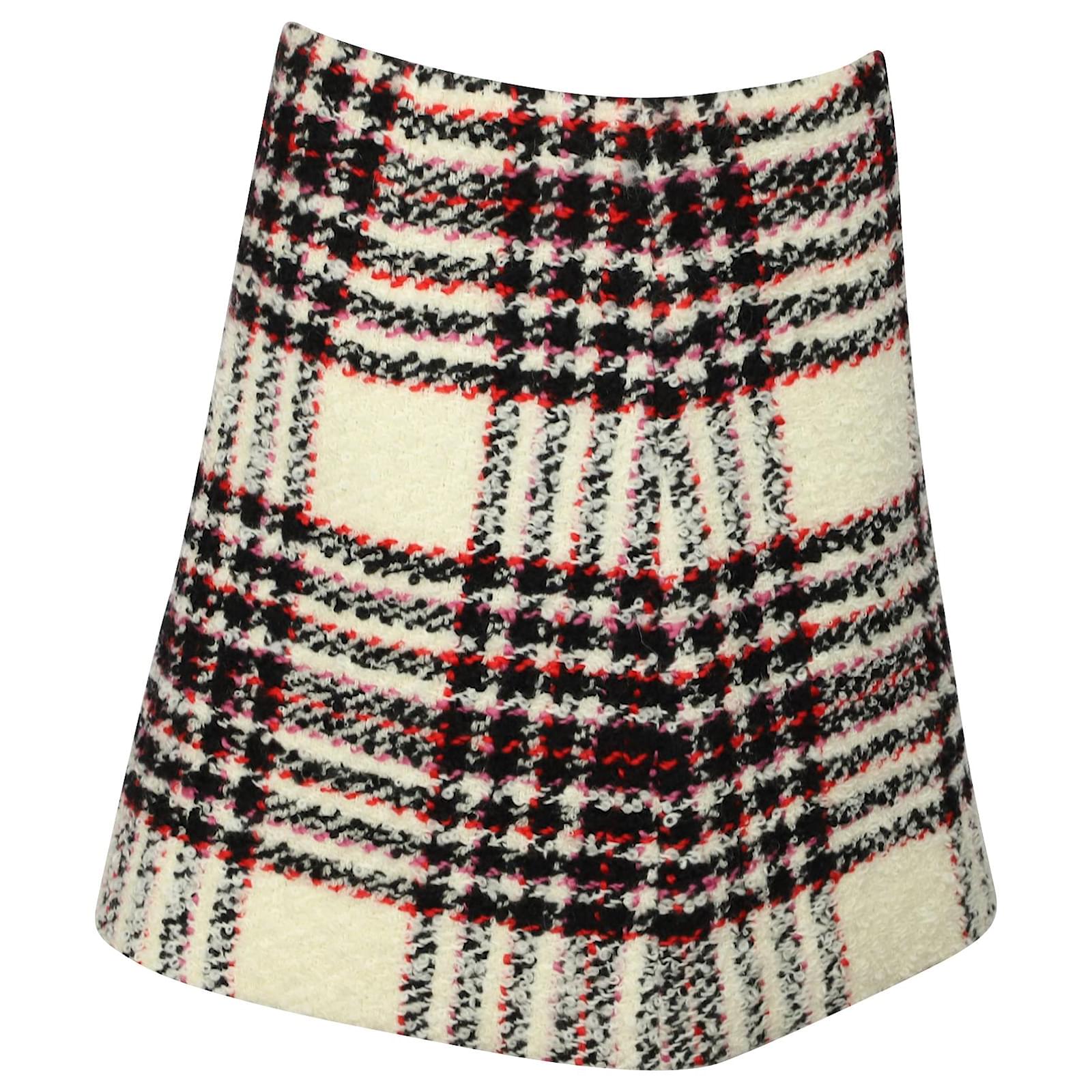 Tory Burch Plaid Tweed A-line Skirt in Multicolor Wool Multiple colors   - Joli Closet