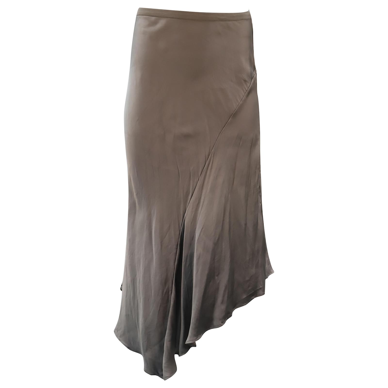 Anine Bing Bailey Asymmetrical Midi Skirt in Grey Silk ref.465187