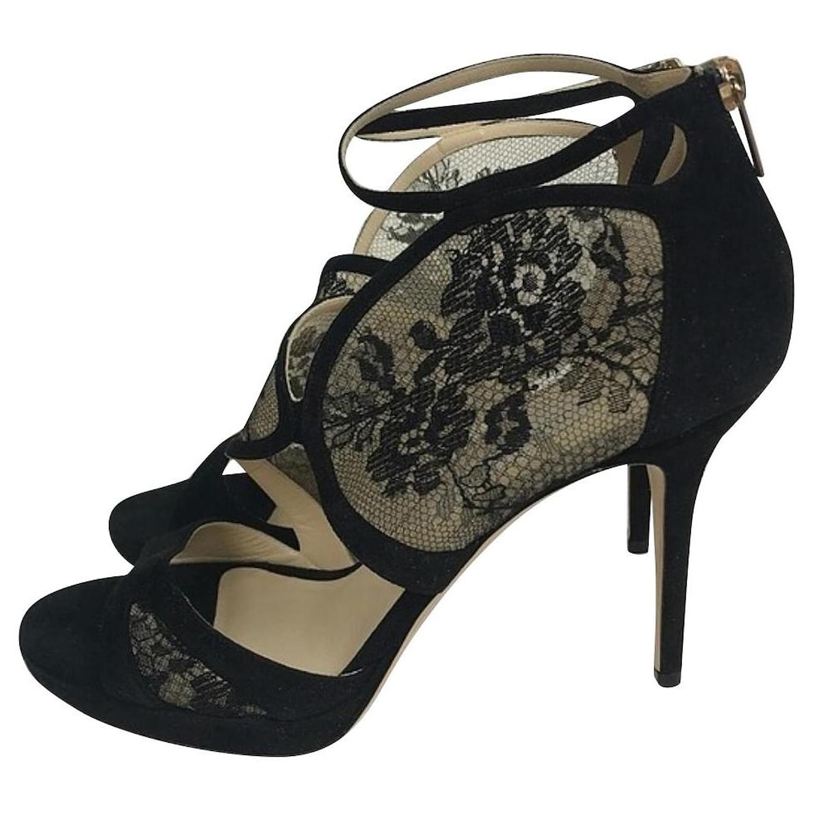 Jimmy Choo Sandals Black Lace ref.465390 - Joli Closet