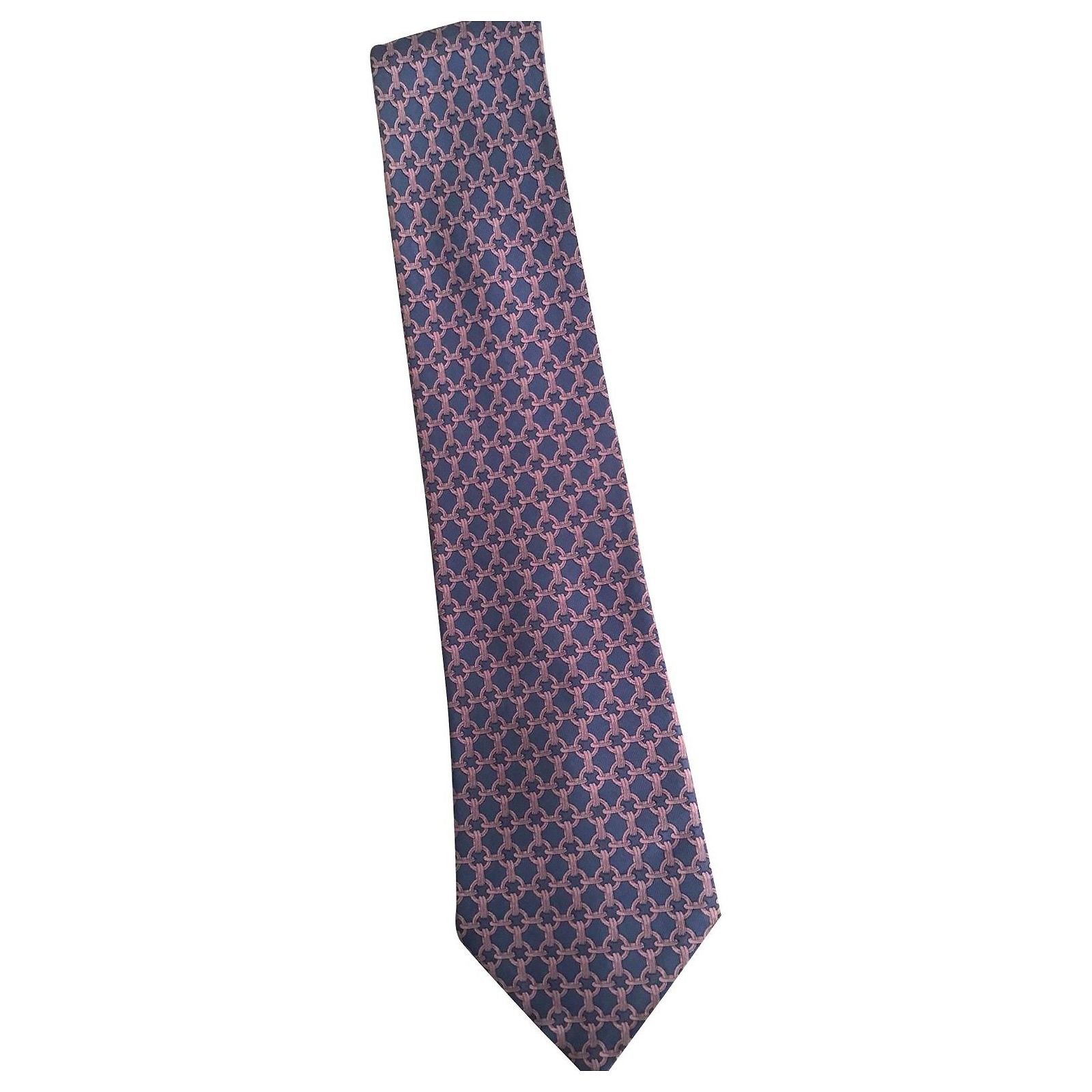 Cravate HERMÈS En Soie Pour Enfant/Garçon - Bleu - Occasion Très Bon État
