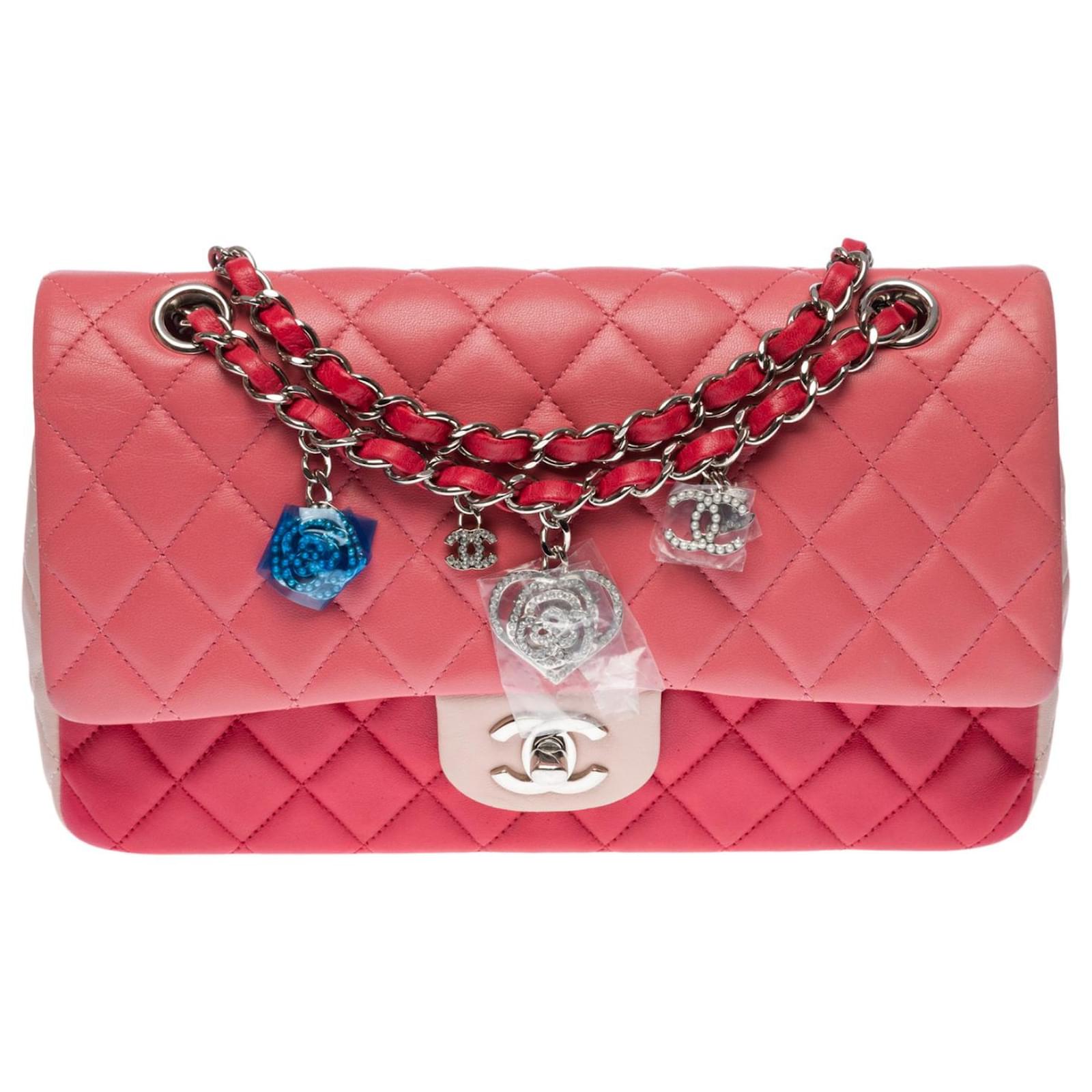 Splendid Chanel Timeless/Classique Flap bag limited edition Valentine  Crystal Hearts shoulder bag in tricolor pink quilted lambskin, Garniture en  métal argenté Leather ref.466204 - Joli Closet