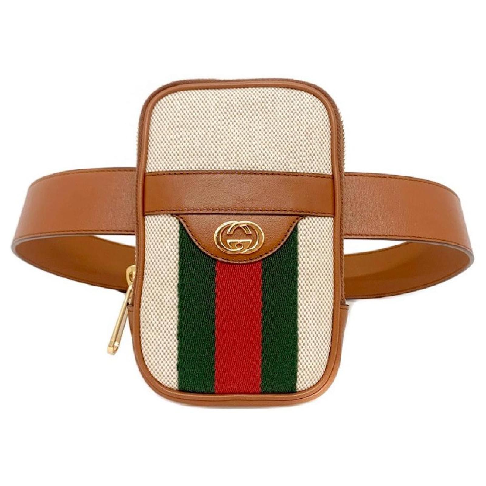 Used] Gucci belt bag brown beige shelly 581519 waist pouch canvas