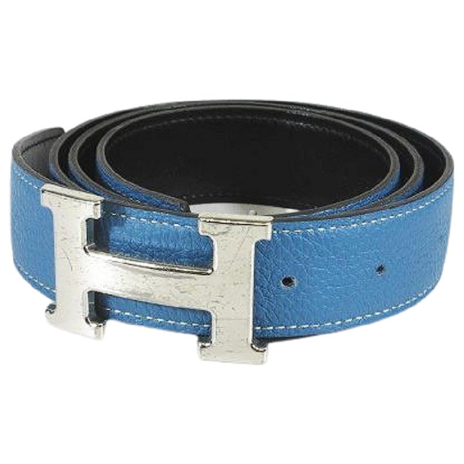 Hermes Black/ Blue Silver H Belt 80