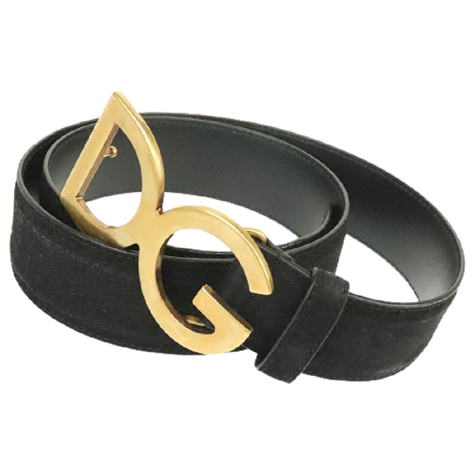 Usado] Dolce & Gabbana Cinturón con logotipo para BC4188 Usado / 36Pulgadas Ante Negro Oro DOLCE & GABBANA ref.466605 - Joli Closet