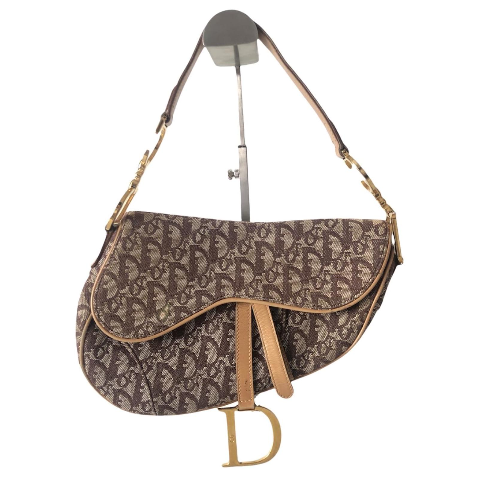 DIOR TEARS Saddle Bag Brown Antique Calfskin with Embossed Dior Oblique  Motif