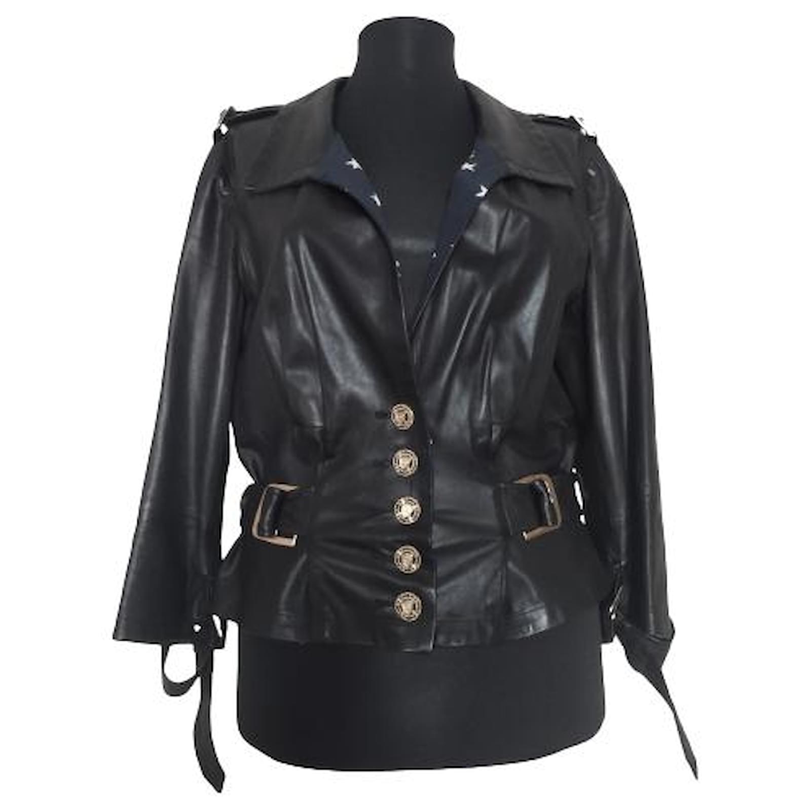 Chanel 9K$ 08P 2008 spring stars & CC leather jacket with silk