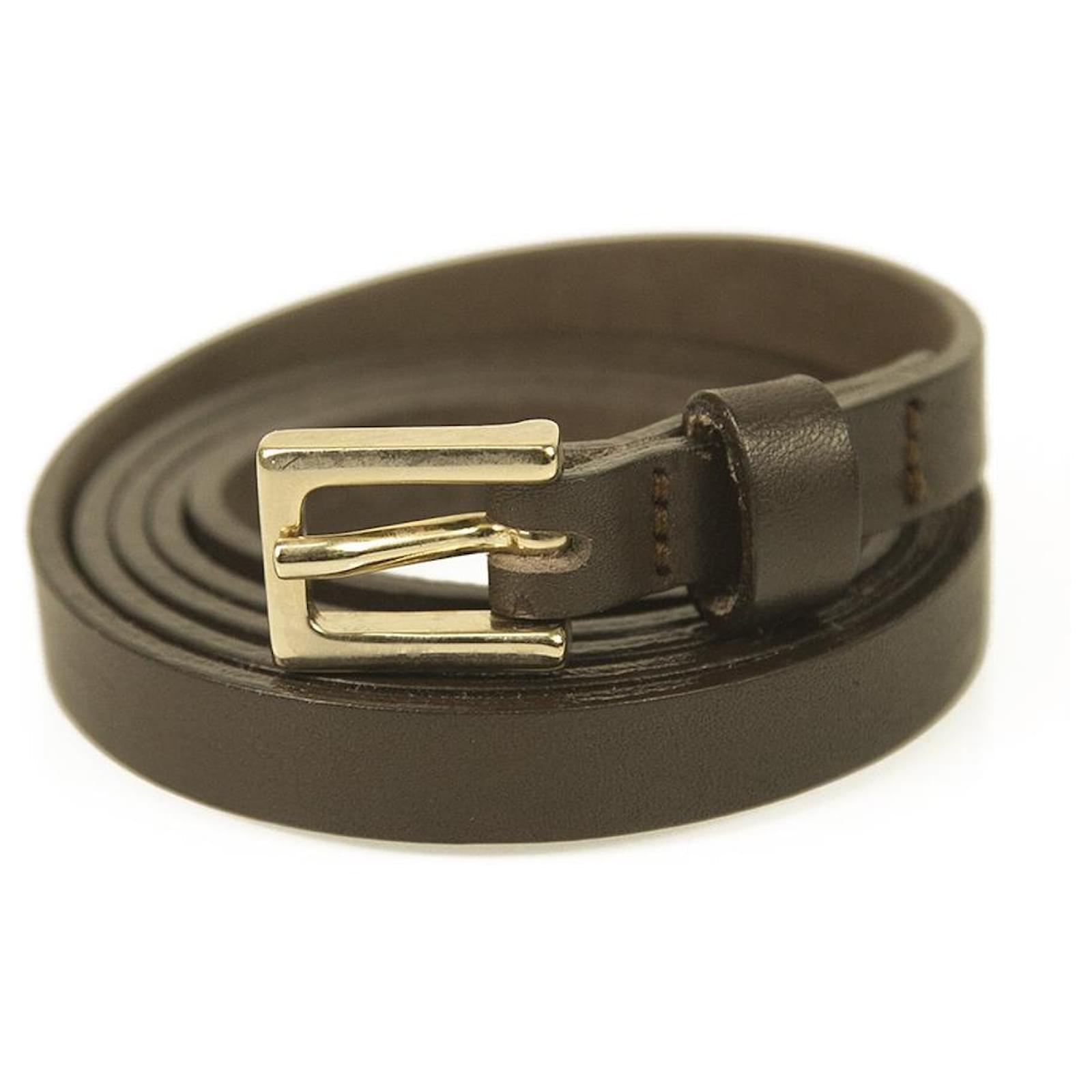 Dsquared2 Woman's Brown Gold tone Buckle Thin Skinny Leather Belt