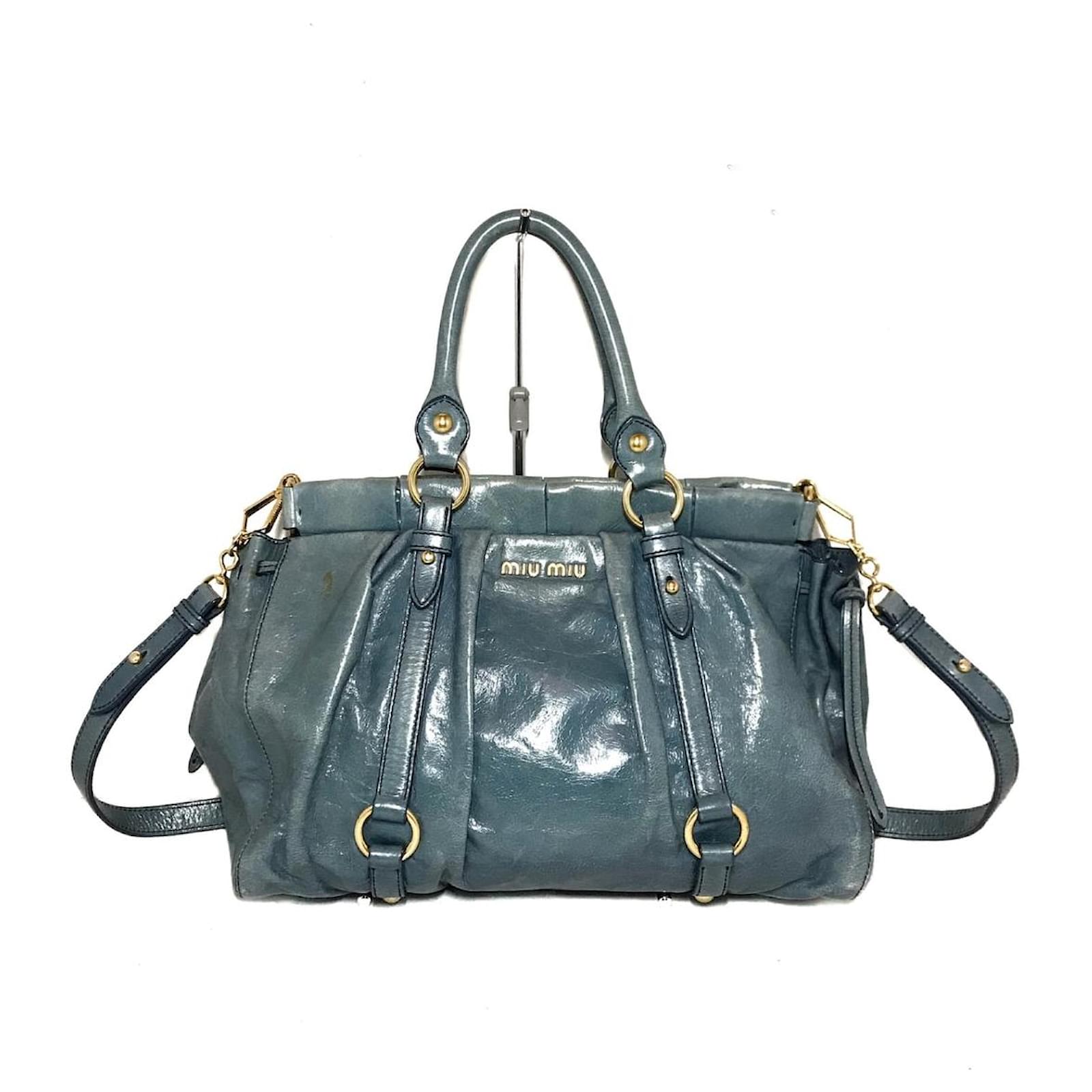 Miu Miu Tote bag Light blue Leather ref.468275 Joli Closet