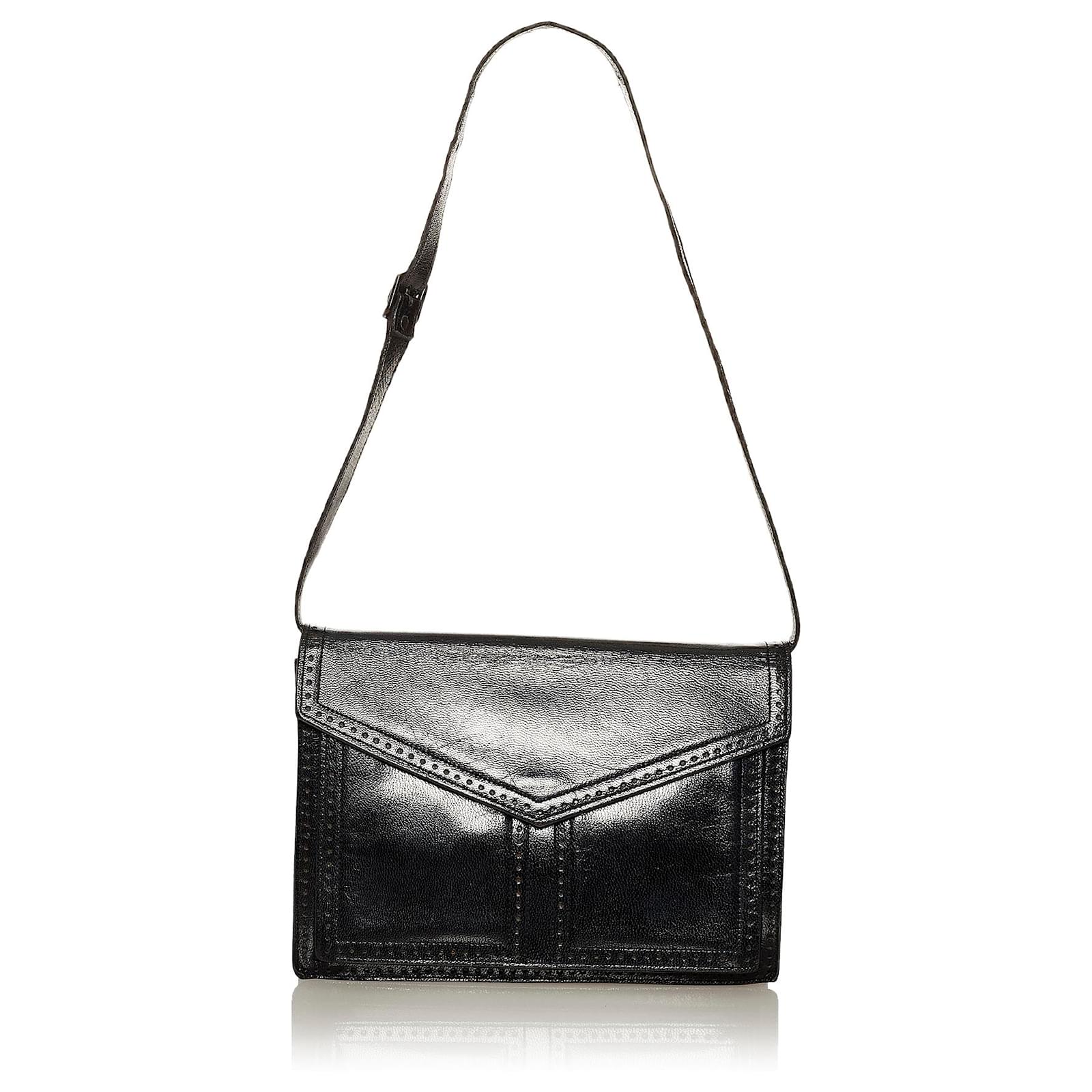 Yves Saint Laurent YSL Black Leather Shoulder Bag Pony-style calfskin ...
