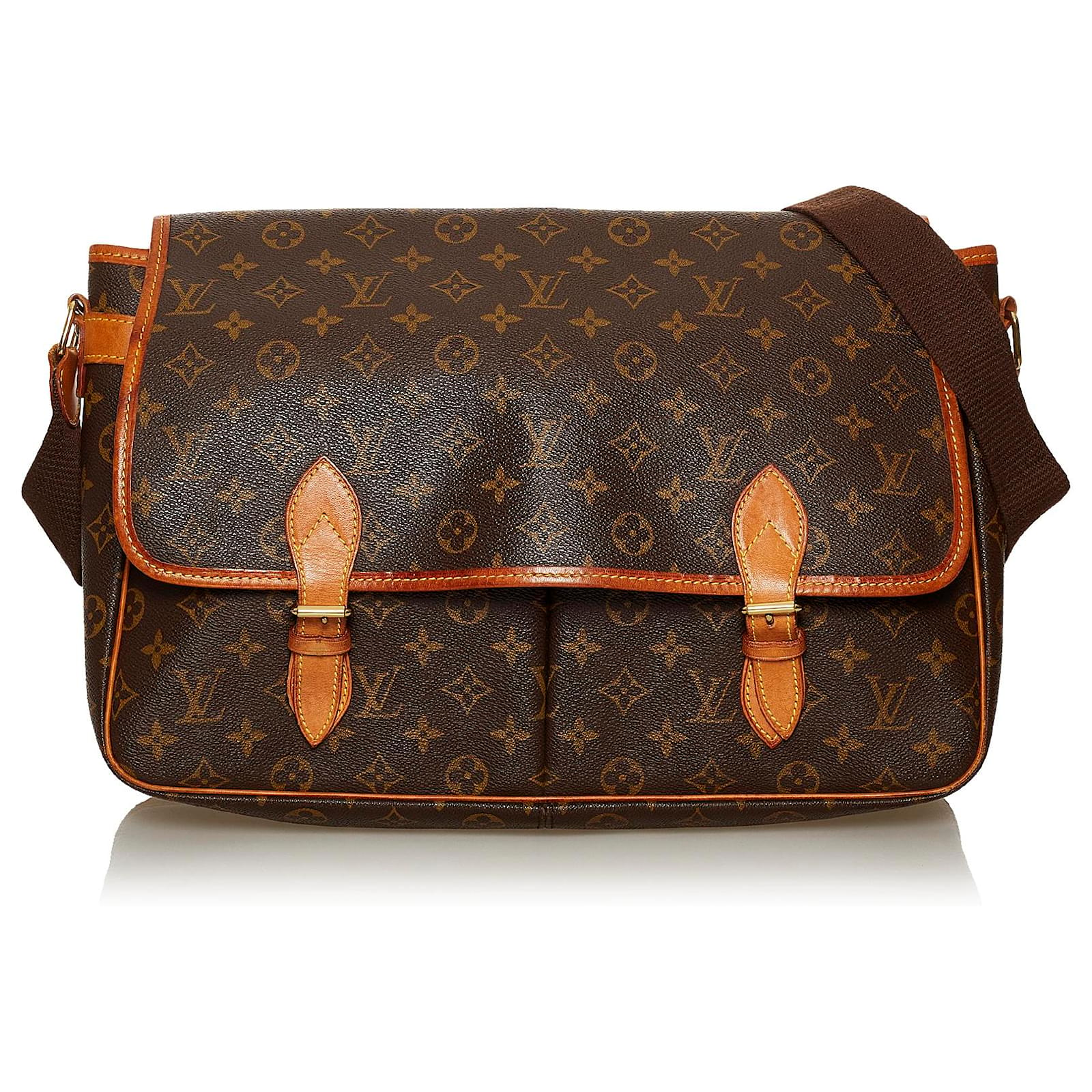 Louis Vuitton Brown Monogram Sac Gibeciere GM Leather Cloth ref.469104 -  Joli Closet