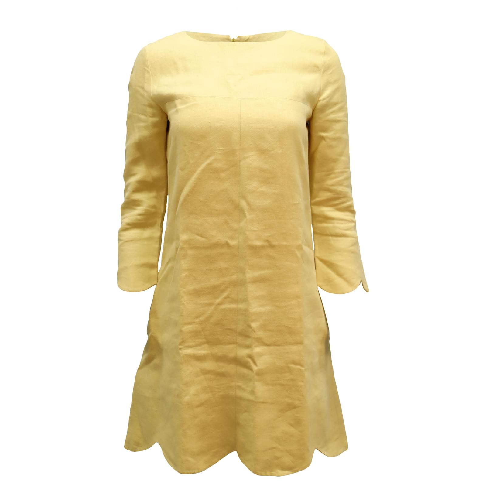Chlo Chloe Scalloped Hem Shift Dress in Yellow Linen ref.JC469275 (Sold) - Joli Closet Chlo Chloe Scalloped Hem Shift Dress in Yellow Linen ref.JC469275 (Sold) - Joli Closet