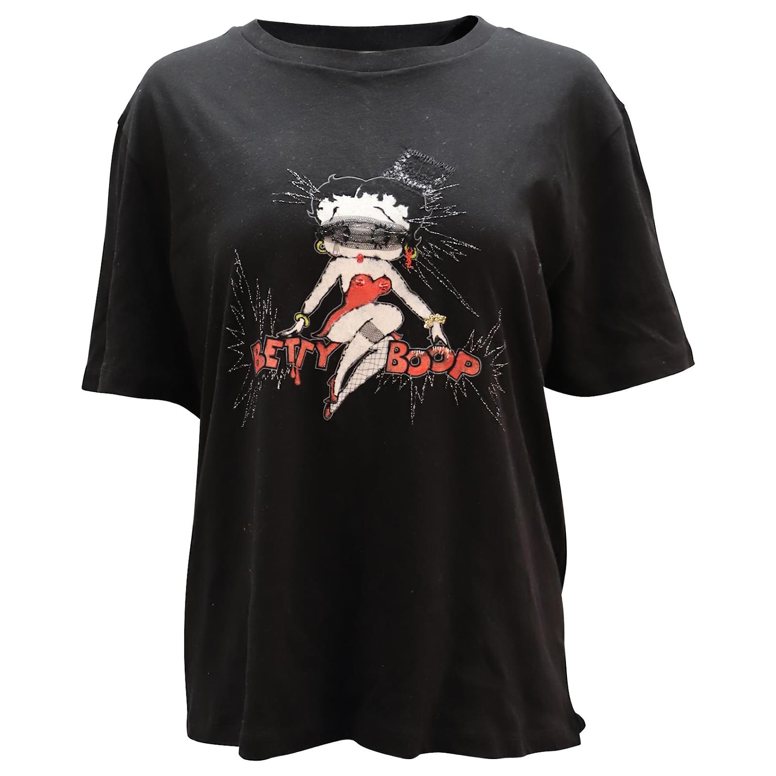 Saint Laurent Betty Boop Boyfriend T-Shirt in Black Cotton ref