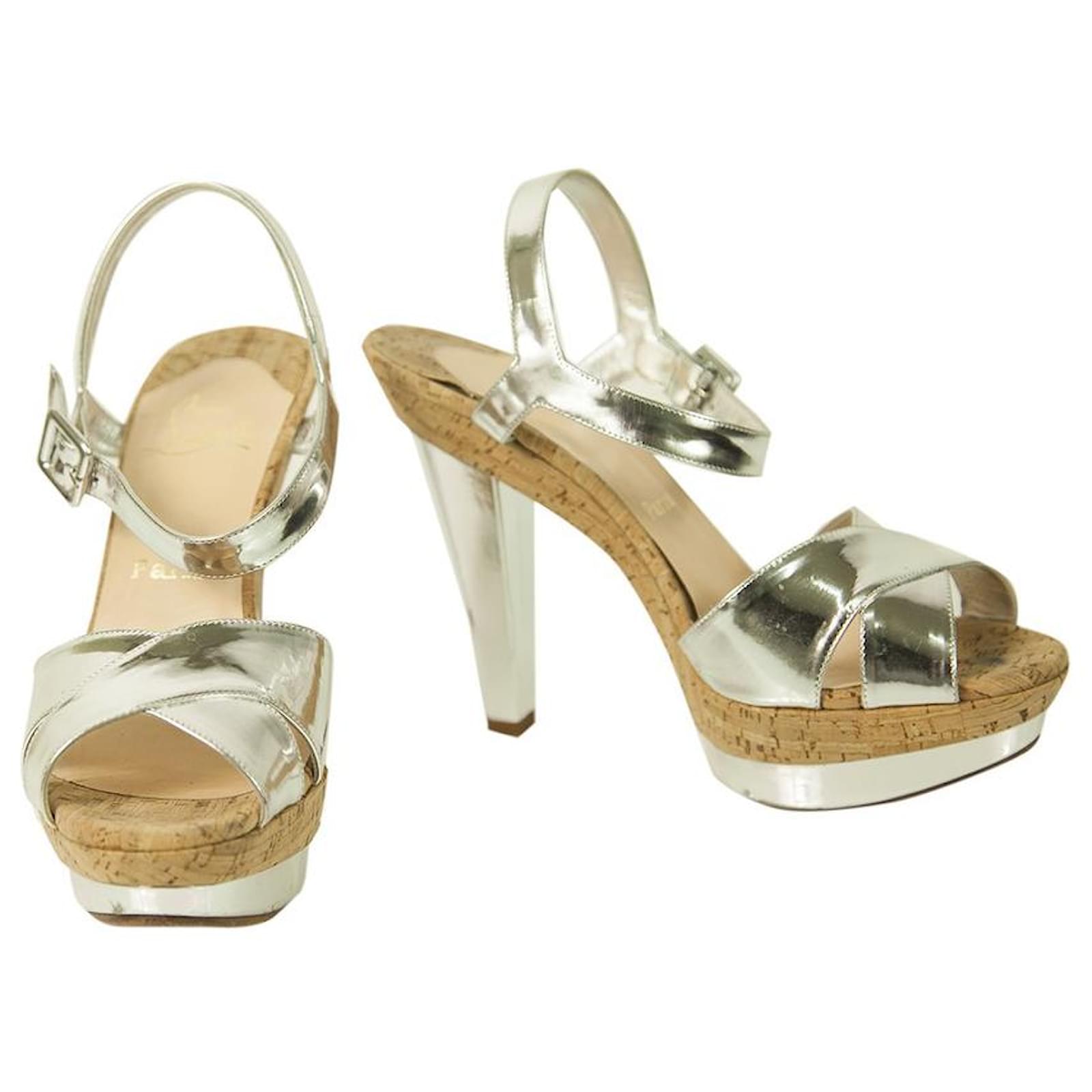 Silver clearance cork sandals