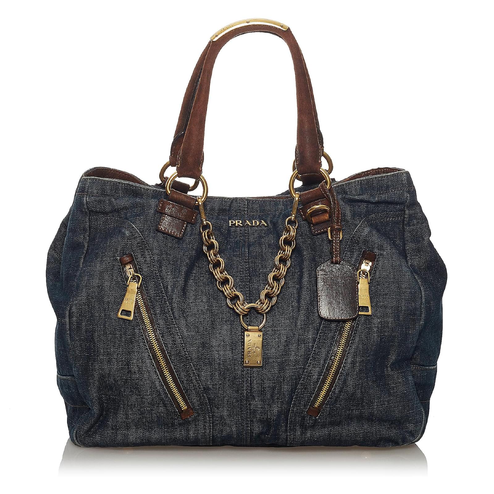 Women's Leather Tote Bags in Navy Blue with tan straps