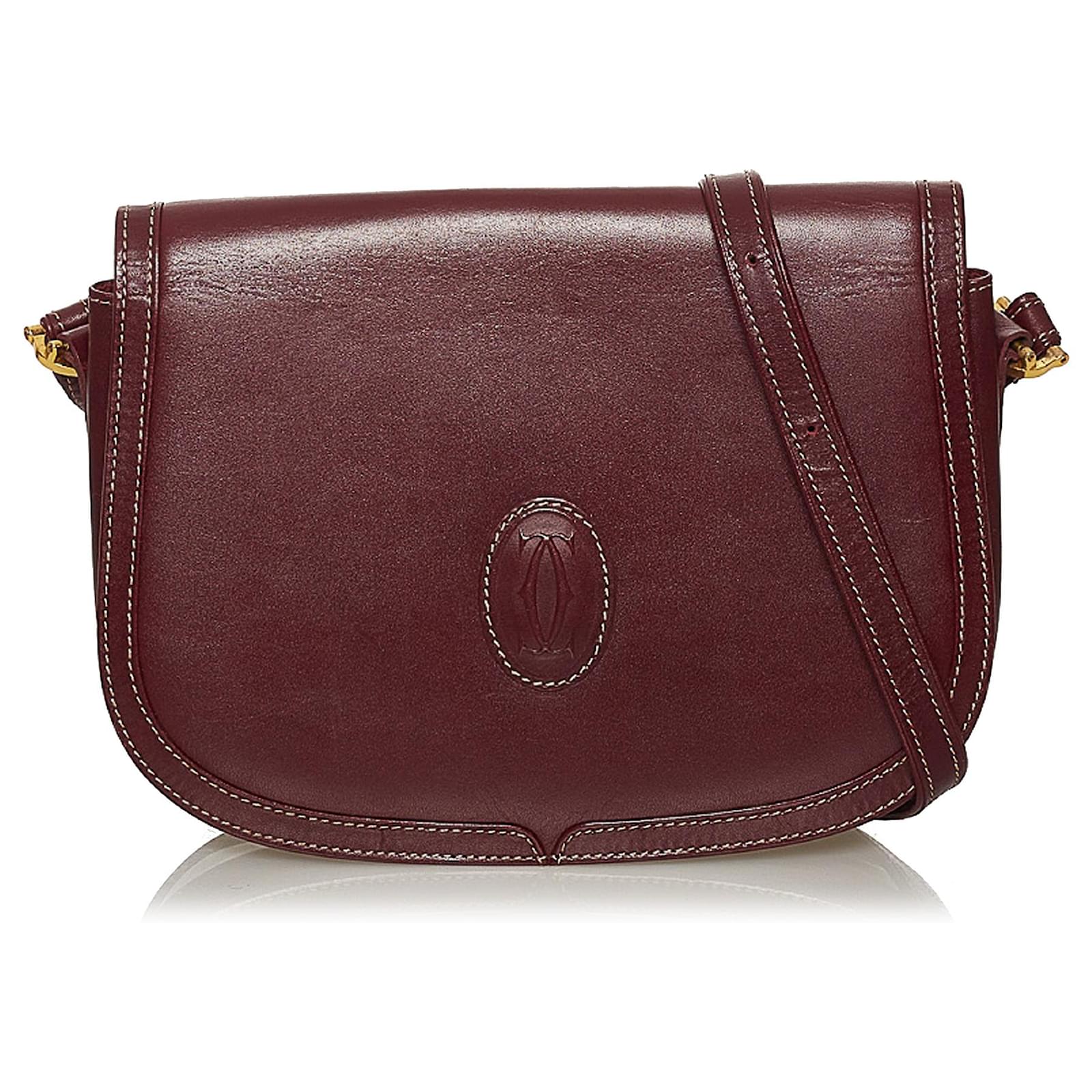 Cartier Vintage - Leather Must De Cartier Crossbody Bag - Bordeau