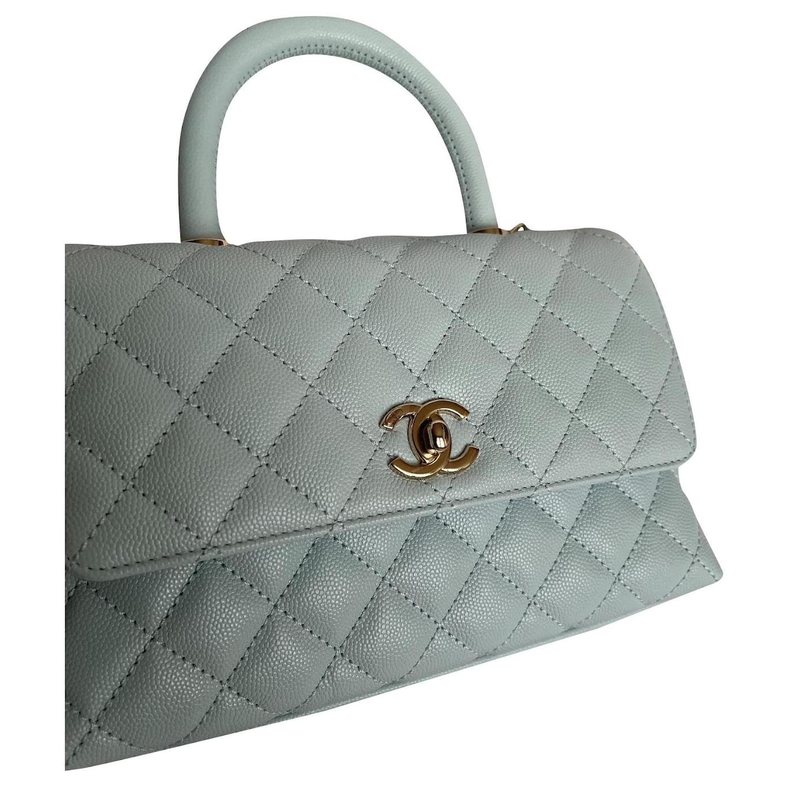 Chanel Blue Quilted Caviar Leather Medium Coco Handle Bag - Yoogi's Closet