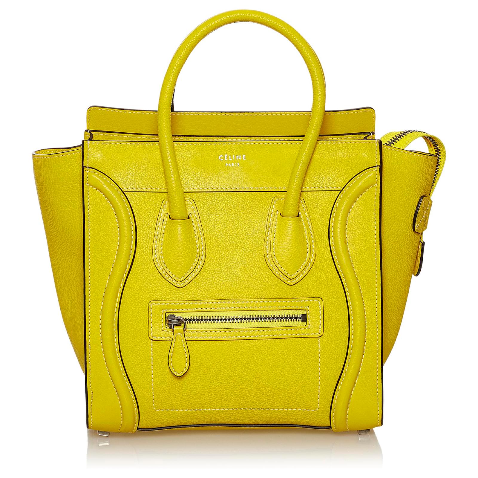 Luggage C line Sac main cabas en cuir jaune Celine Veau fa on