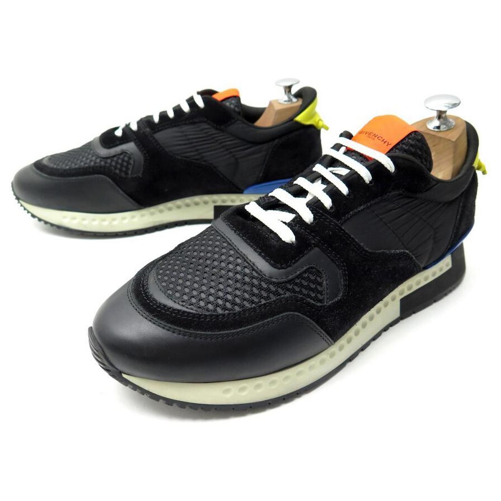 GIVENCHY SHOES SNEAKER RUNNERS 42 IT 43 FR CANVAS & BLACK SUEDE SNEAKERS  Leather  - Joli Closet