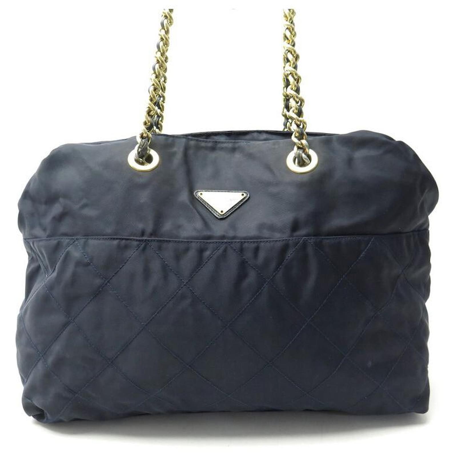 Prada, Bags, Prada Quilted Nylon Tote Bag With Gold Chain