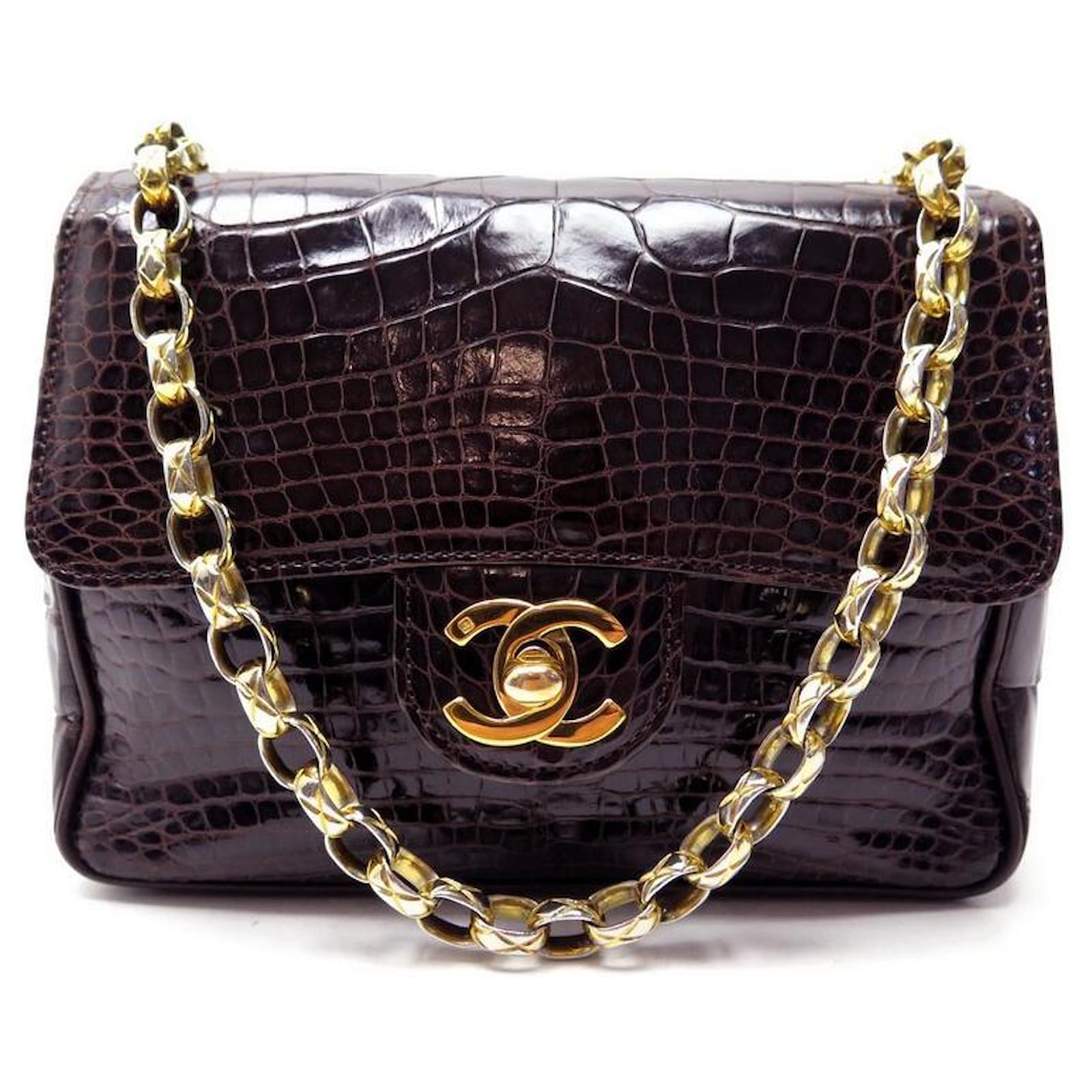 VINTAGE CHANEL TIMELESS MINI SHOULDER BAG BROWN CROCODILE LEATHER BAG  Exotic leather ref.470815 - Joli Closet