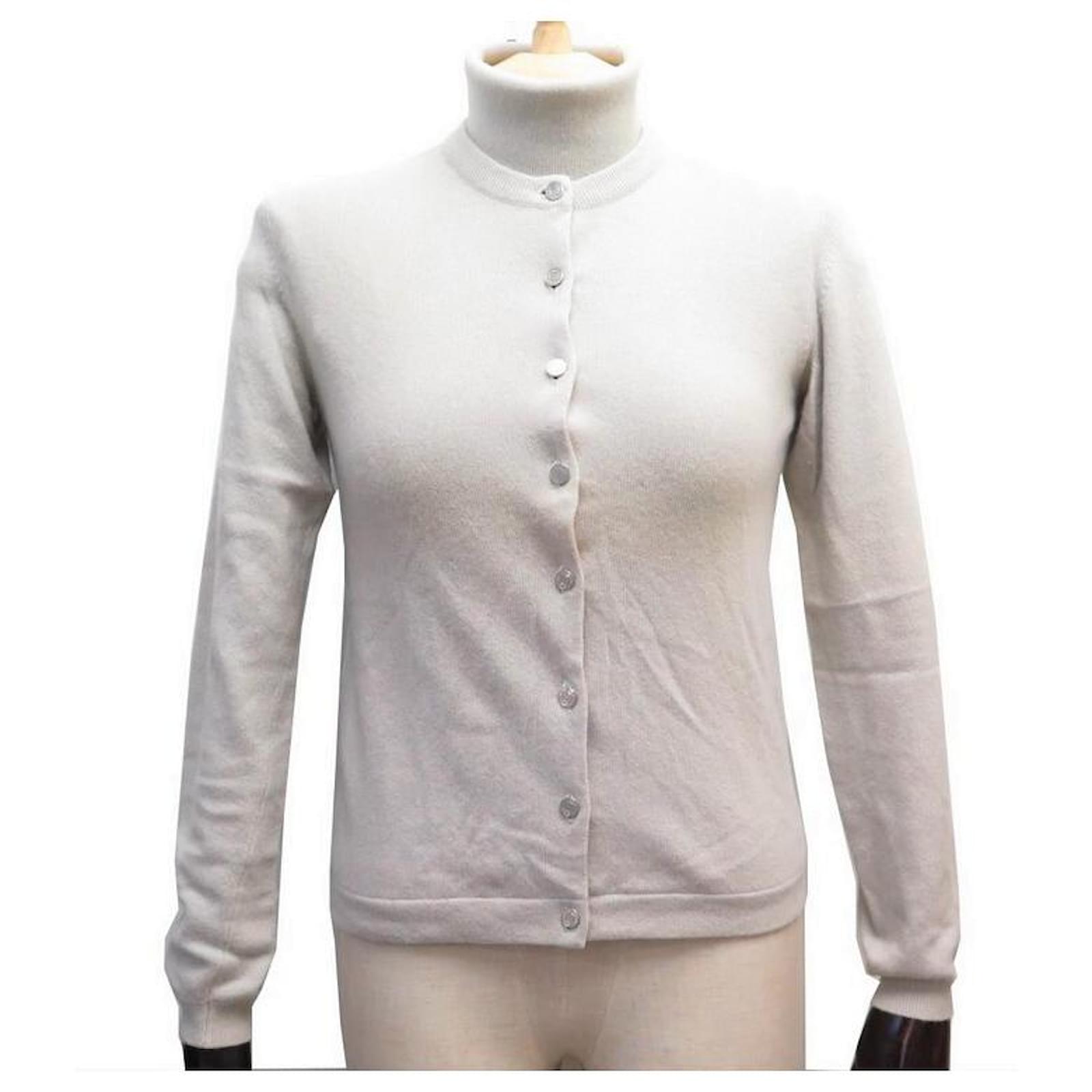 Hermès ENSEMBLE HERMES TWIN SET GILET CARDIGAN DEBARDEUR S 36