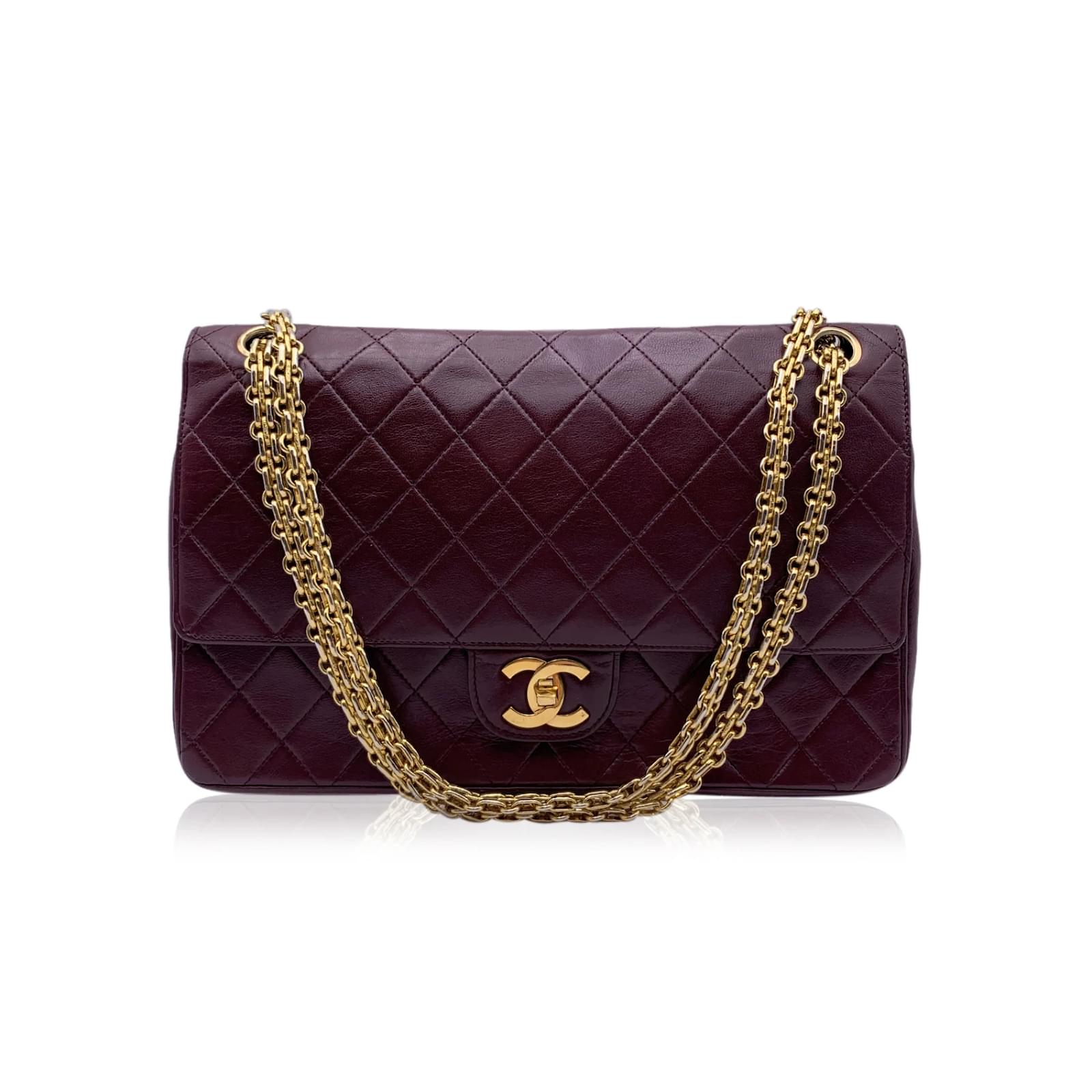 Chanel Vintage Burgundy Leather lined Flap 2.55 Bag Mademoiselle Chain Red  ref.470978 - Joli Closet