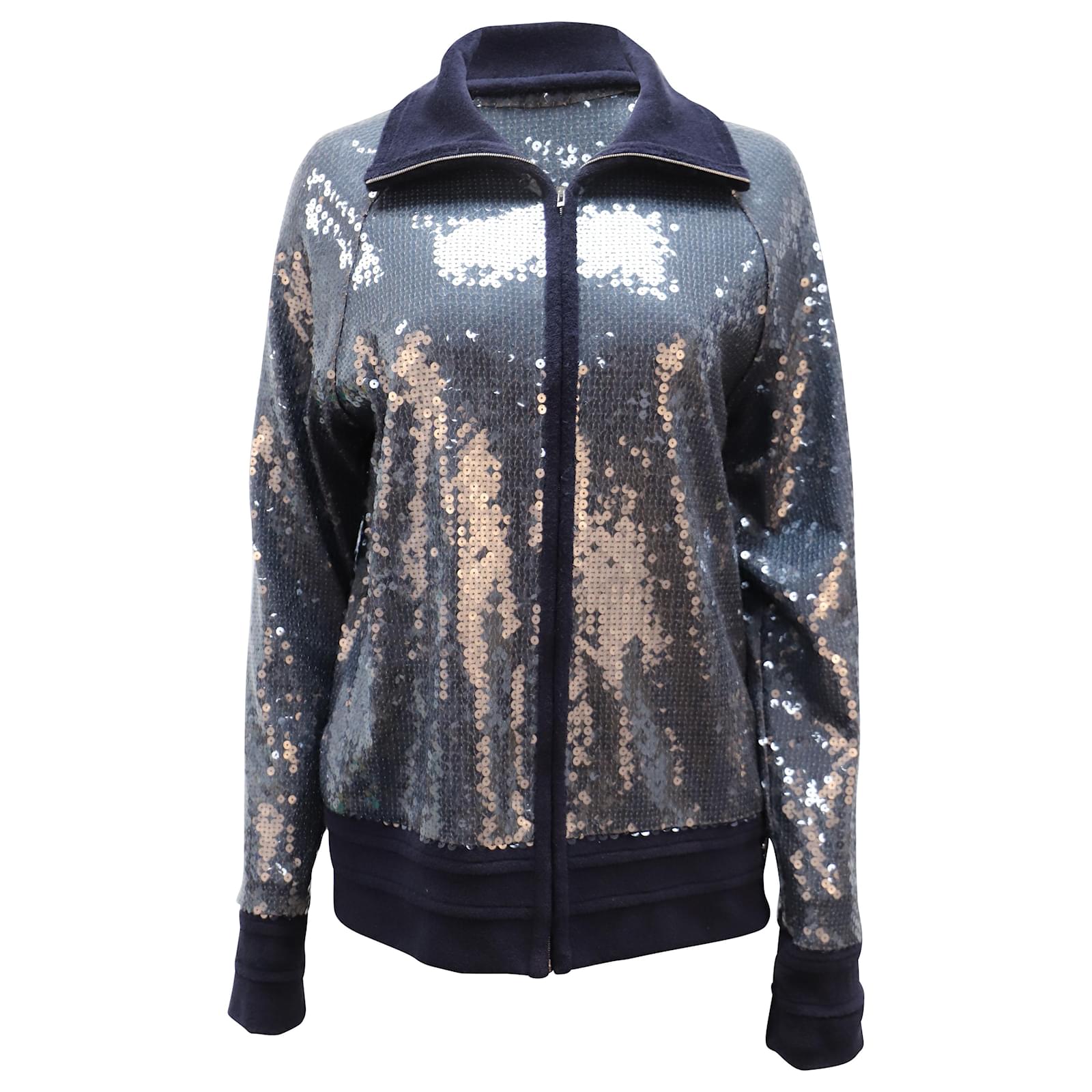 Chanel 2008 Sequined Bomber Jacket in Blue Polyester ref.471436 - Joli ...