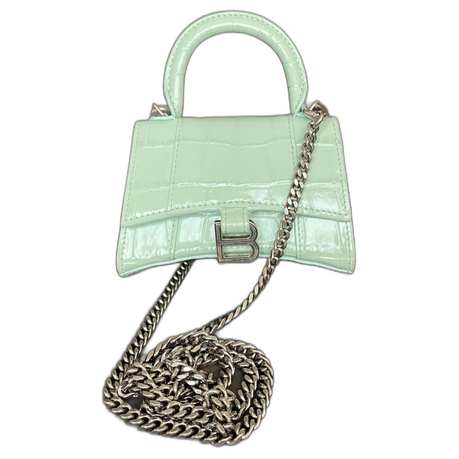 Balenciaga - Hourglass Mini crocodile-effect Leather Bag - Womens - Silver