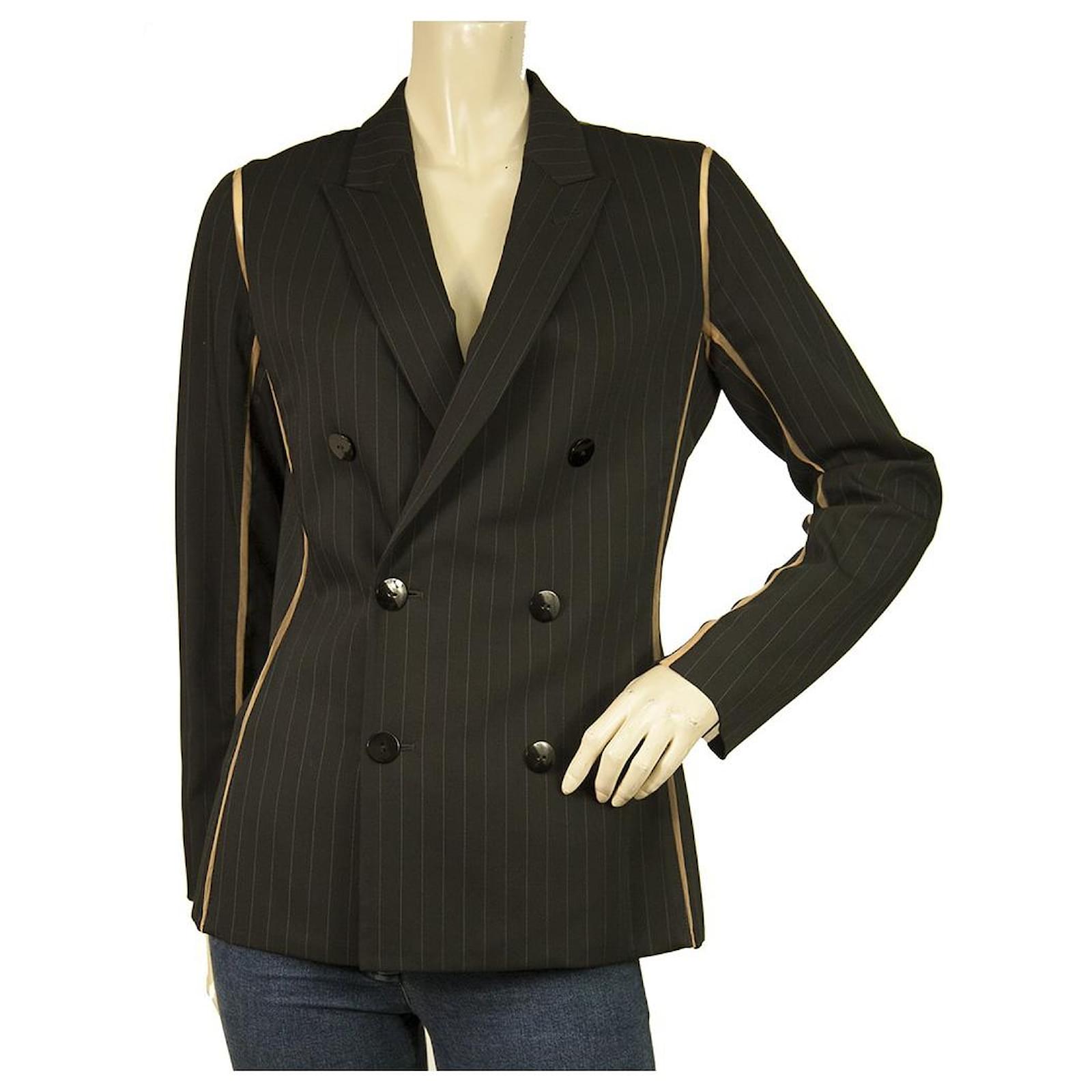 Jean Paul Gaultier Black Striped lined Breasted Fitted Jacket