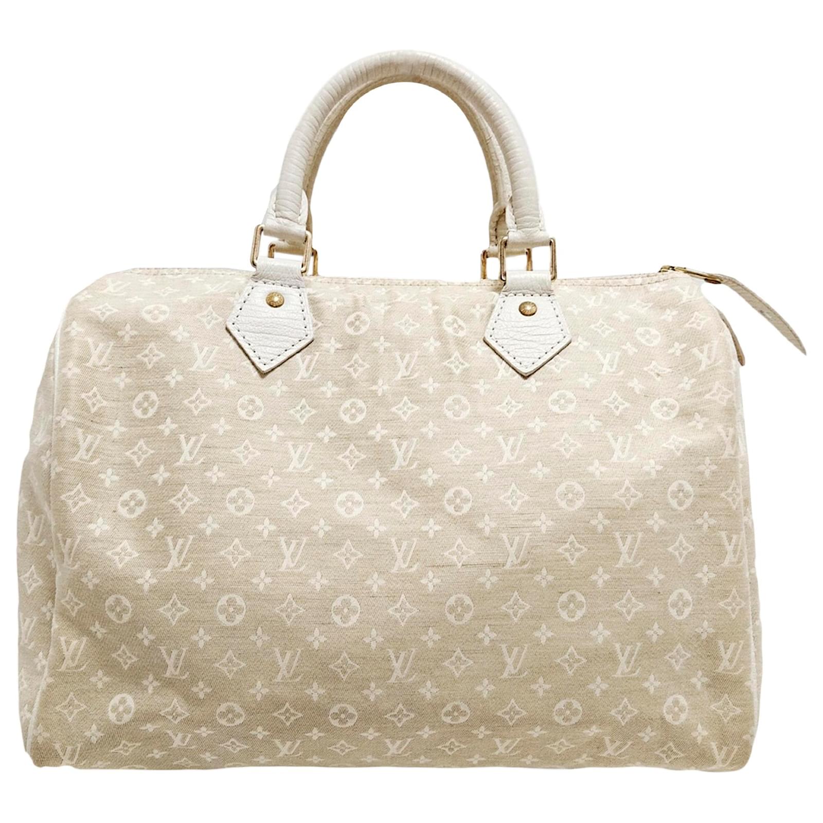 Louis Vuitton White Mini Lin Croisette Speedy 30 Grey Leather Cotton  Pony-style calfskin Cloth ref.408538 - Joli Closet